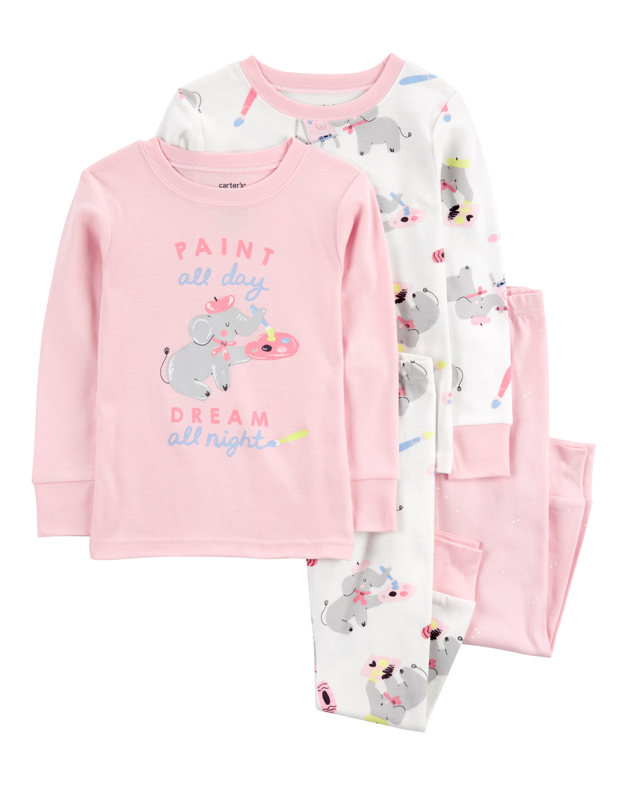 Baby 4-Piece Painter Elephant 100% Snug Fit Cotton Pyjamas