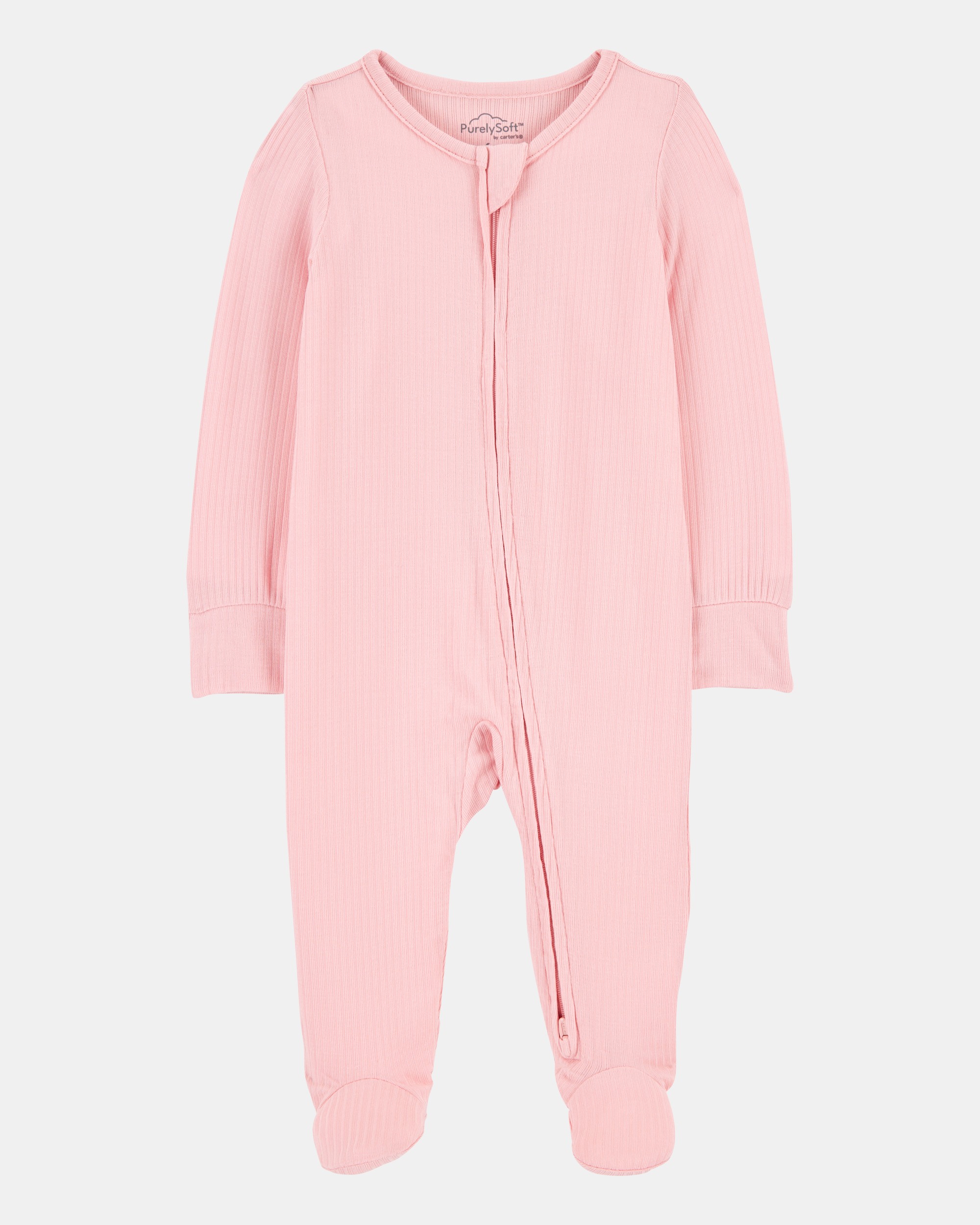 Baby Girl Solid 2-Way Zip PurelySoft Sleeper Pyjamas - Pink