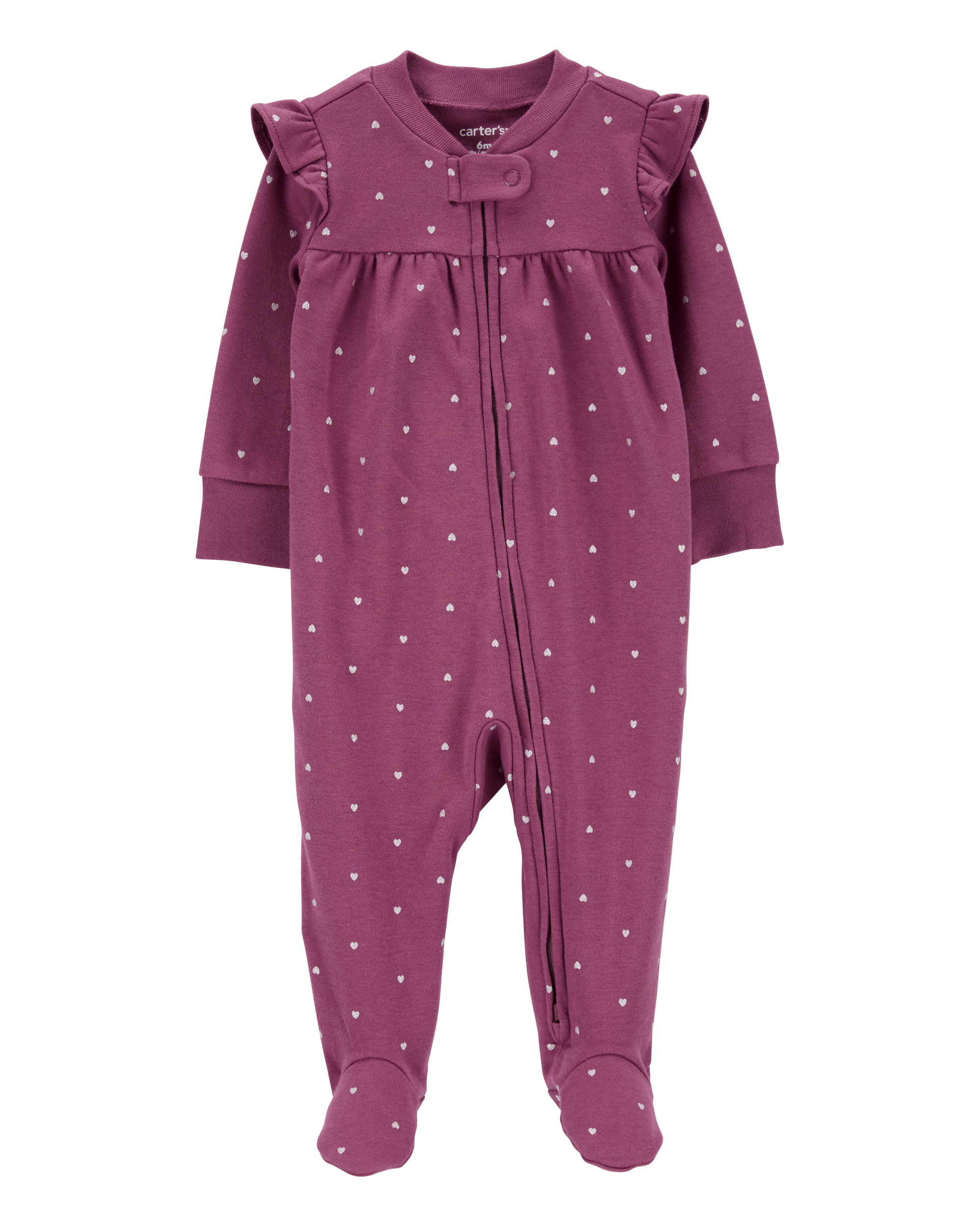 Baby Girl Heart 2-Way Zip Cotton Sleeper Pyjamas