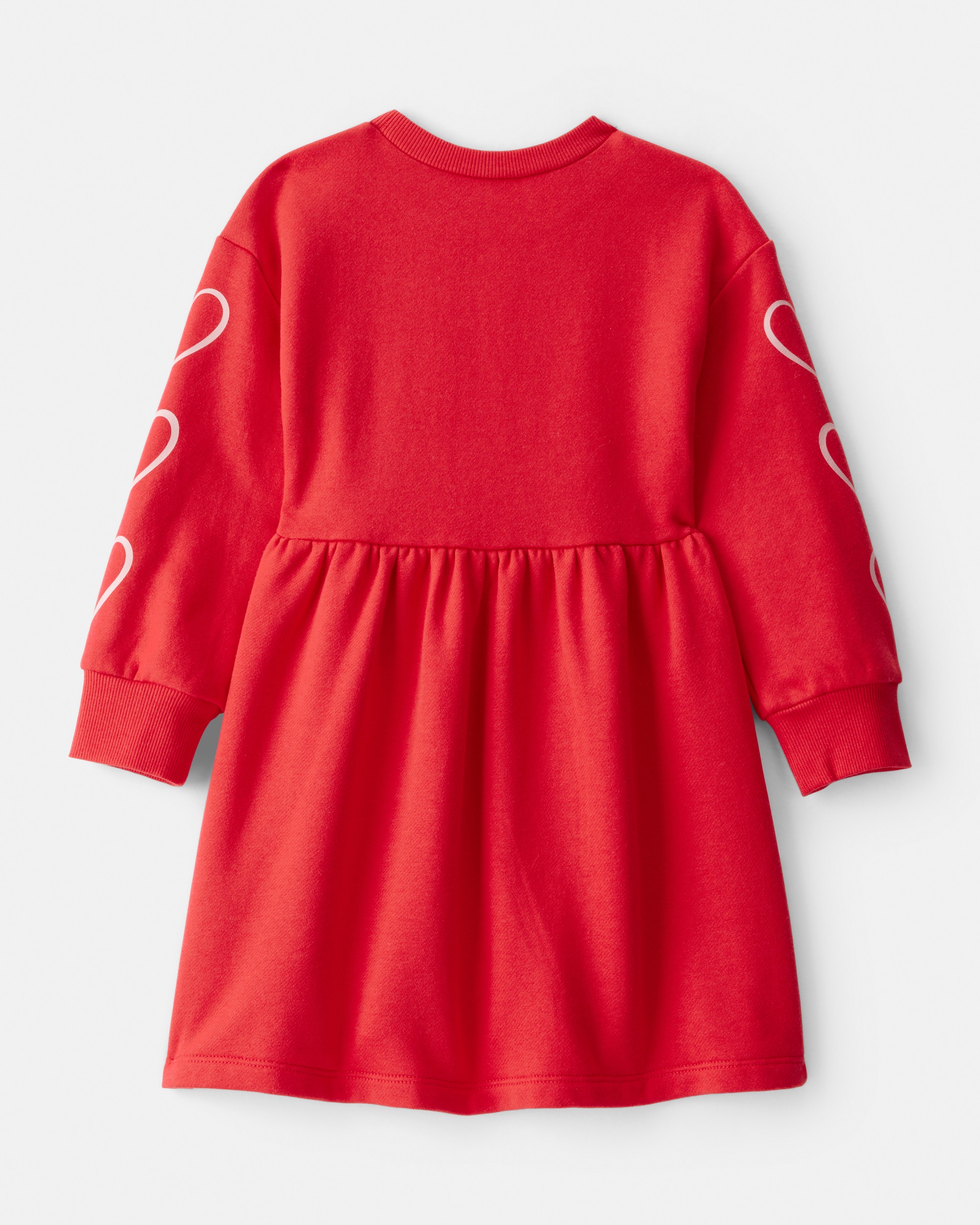 Toddler Girl Heart Fleece Long-Sleeve Dress - Red