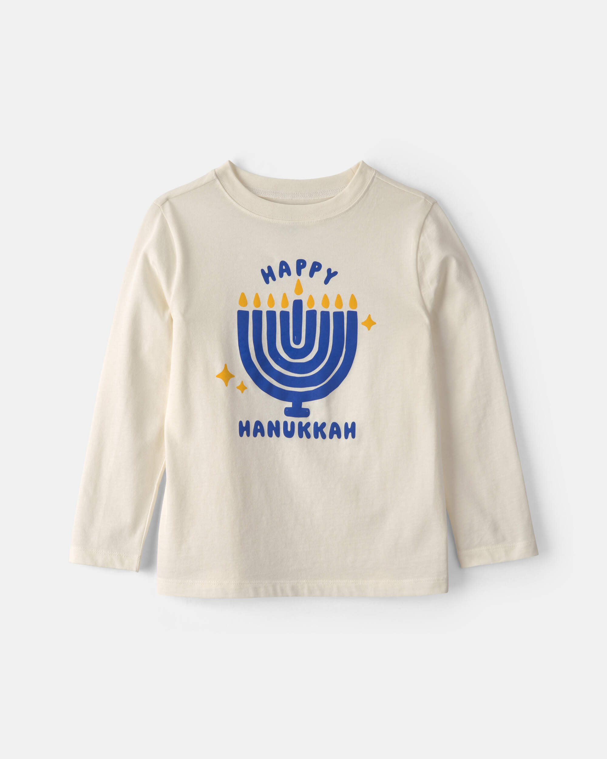 Kids 'Happy Hanukkah' Menorah Long-Sleeve Graphic Tee - Cream