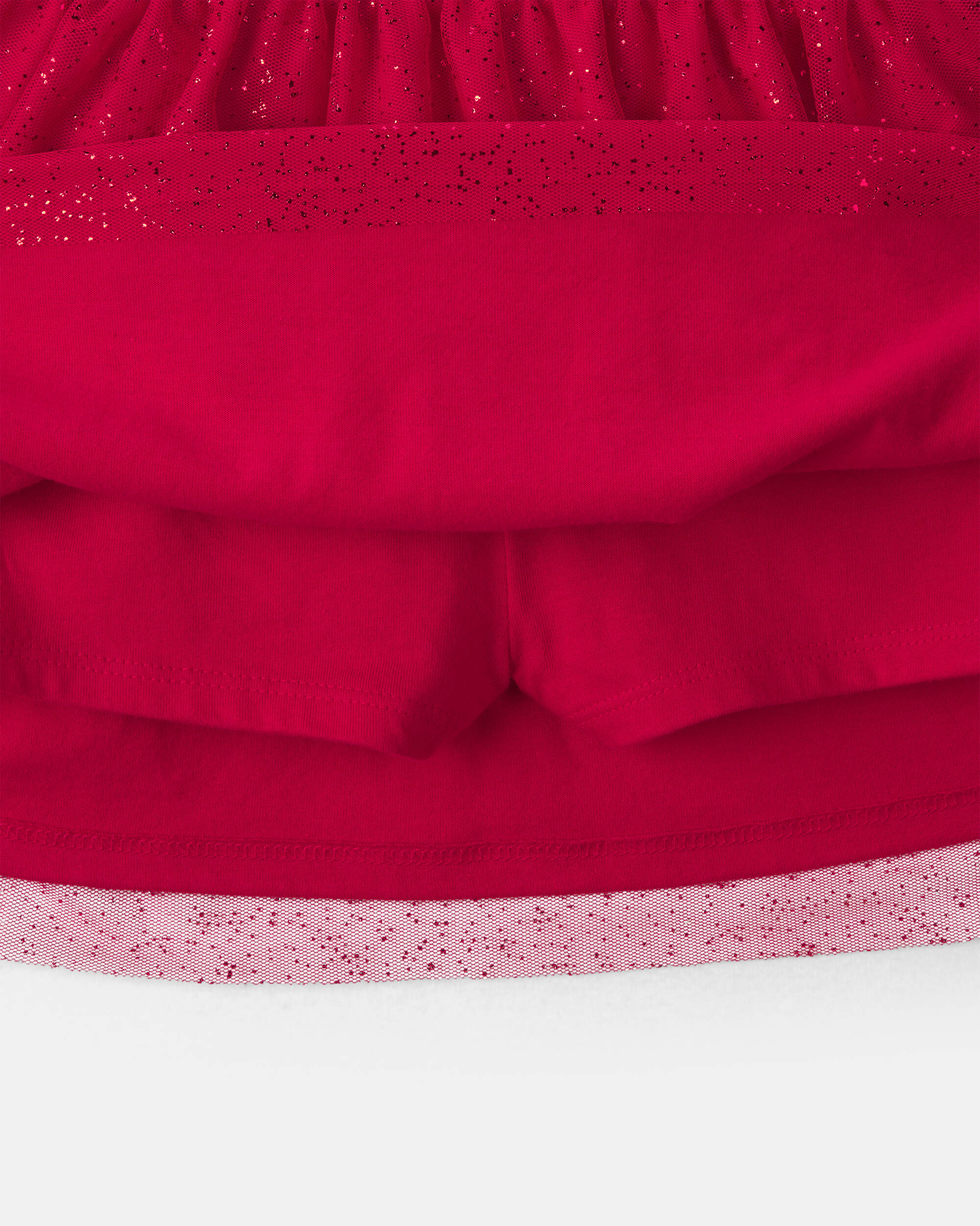 Girls Tulle Bow Fleece Long-Sleeve Top & Skort Set - Cream/Red
