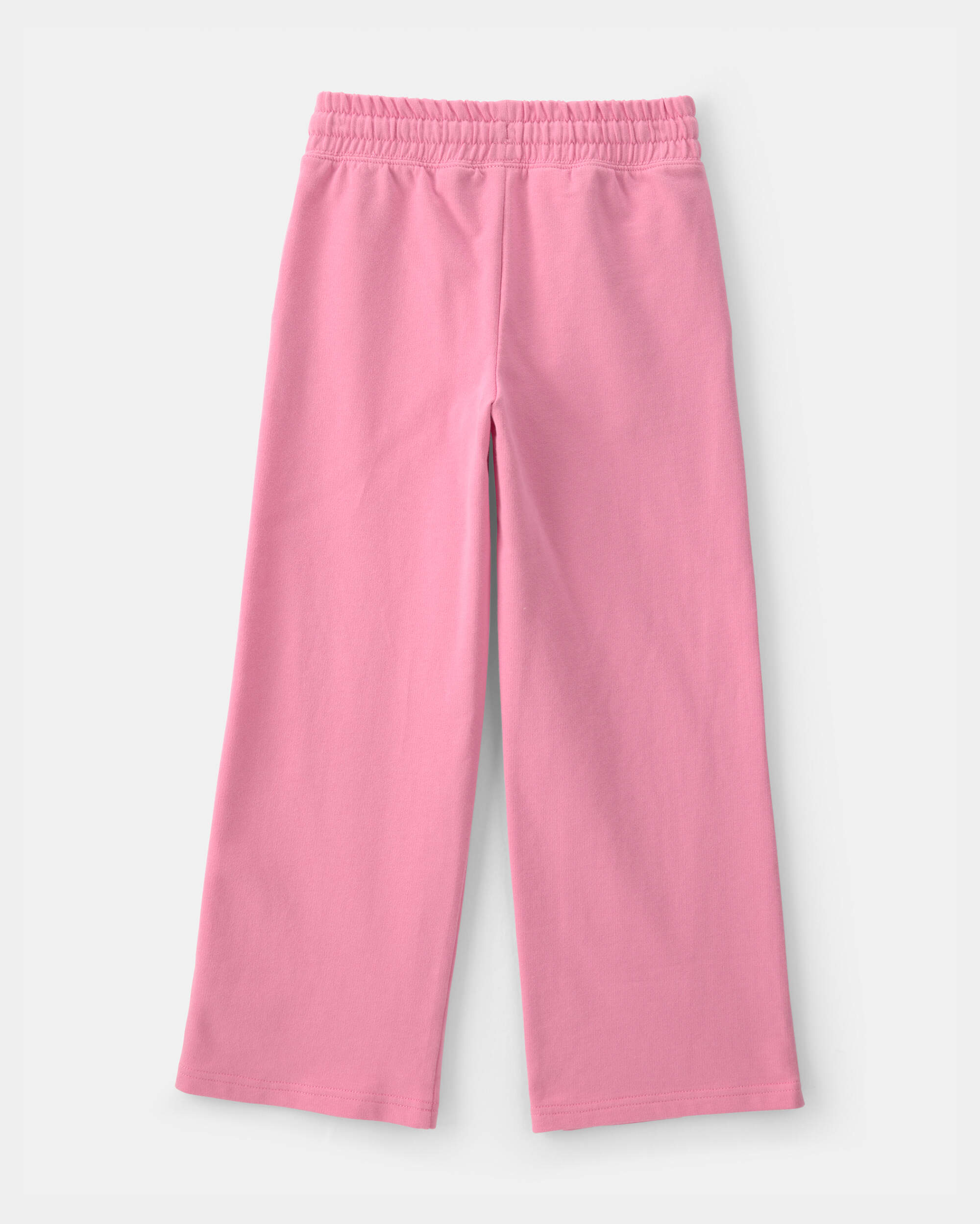 Girls French Terry Wide-Leg Pants - Pink