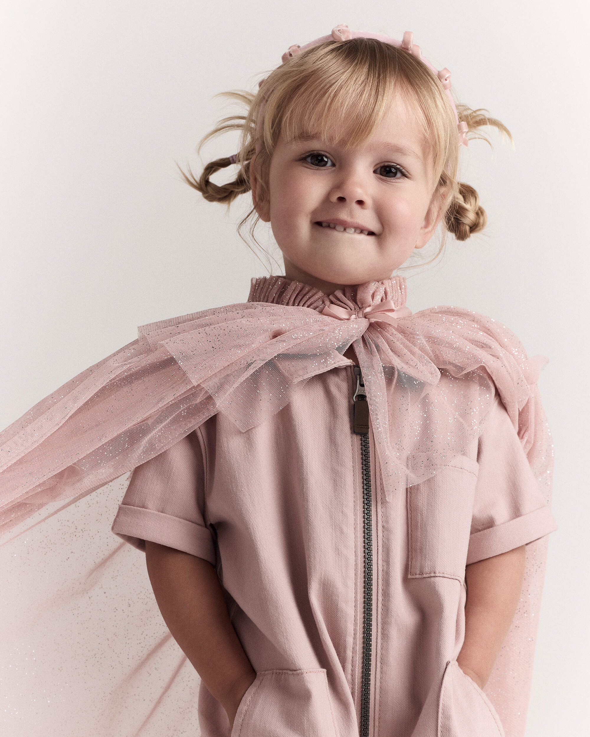 Toddler Girl Velvety Bow Headband - Light Pink