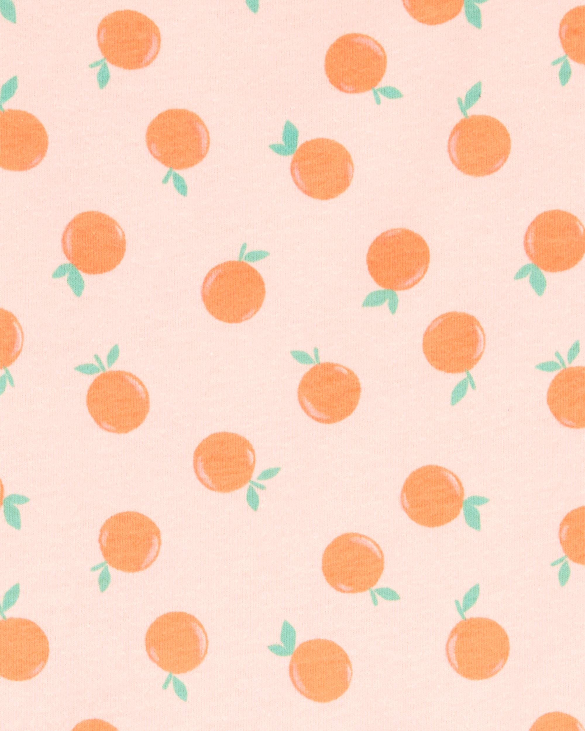 Girls Orange Print Short-Sleeve Dress