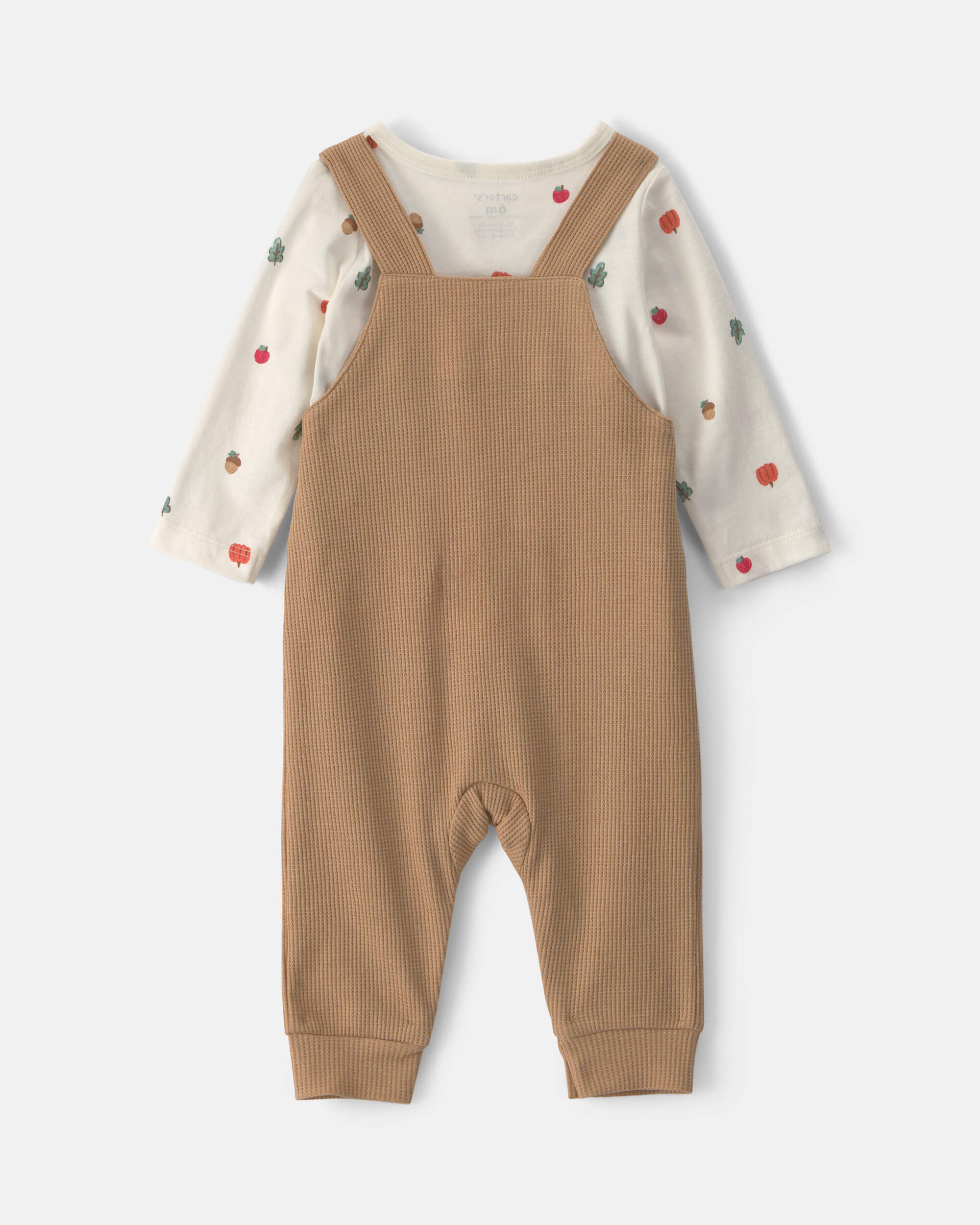 Baby Boy 2-Piece Thanksgiving Thermal Long-Sleeve Overall Set - Brown