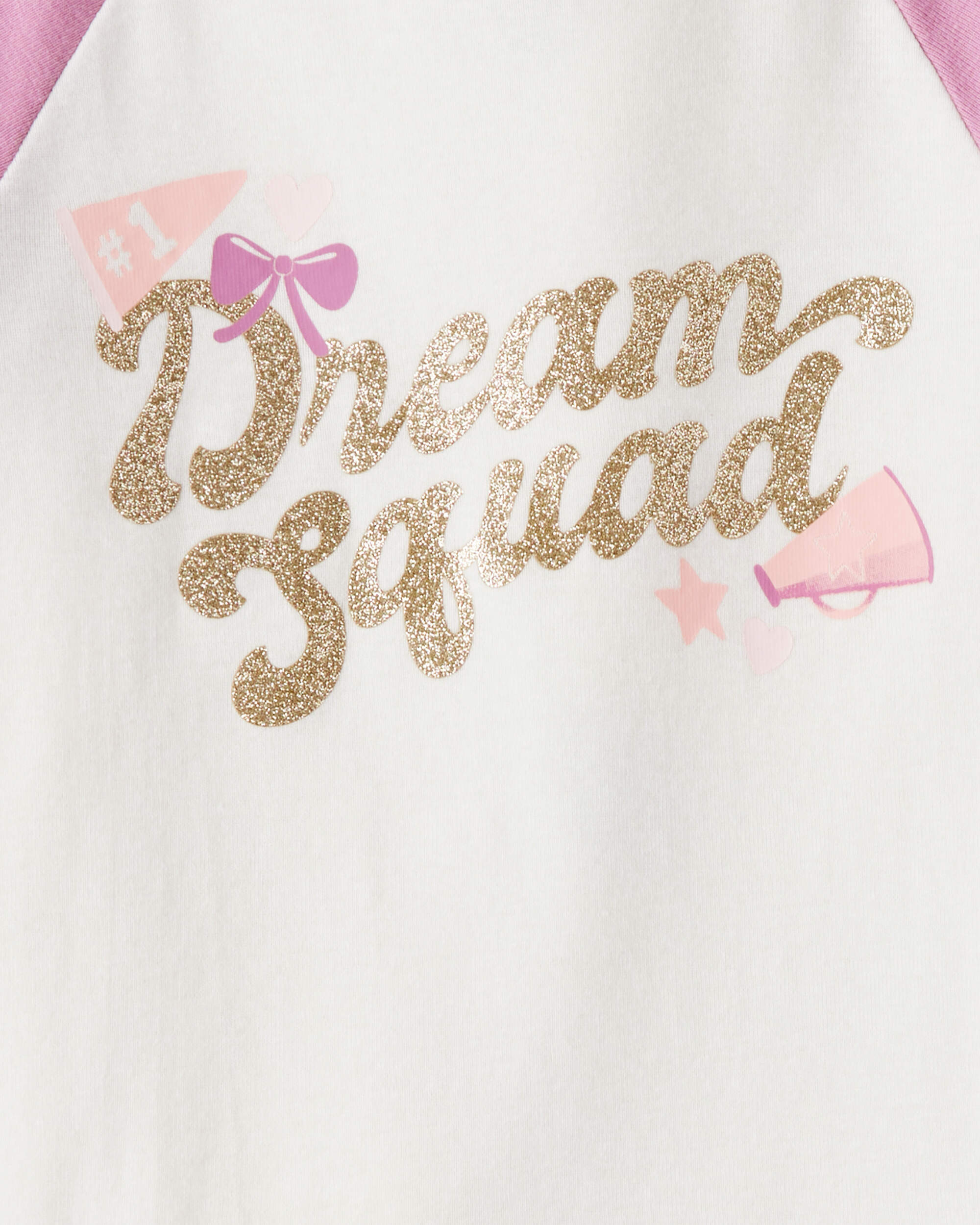 Girls Cheerleading Print 100% Cotton Long-Sleeve 4-Piece Pyjamas - White/Pink