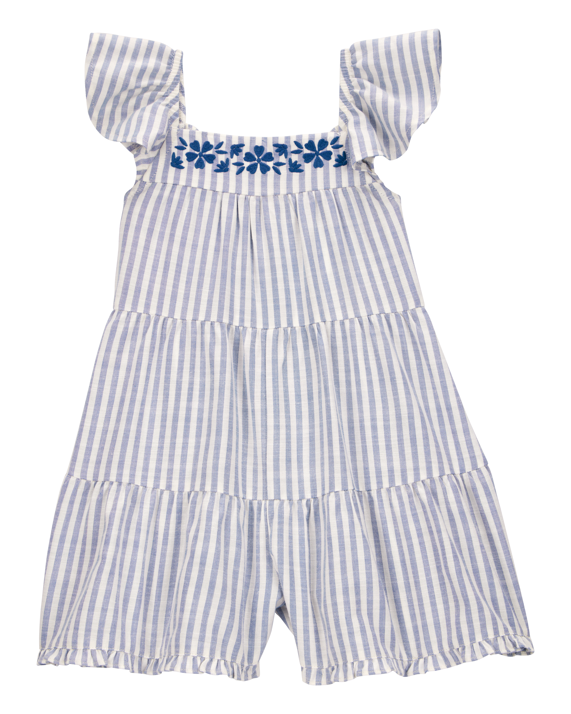 Toddler Striped Flutter Sleeve Romper