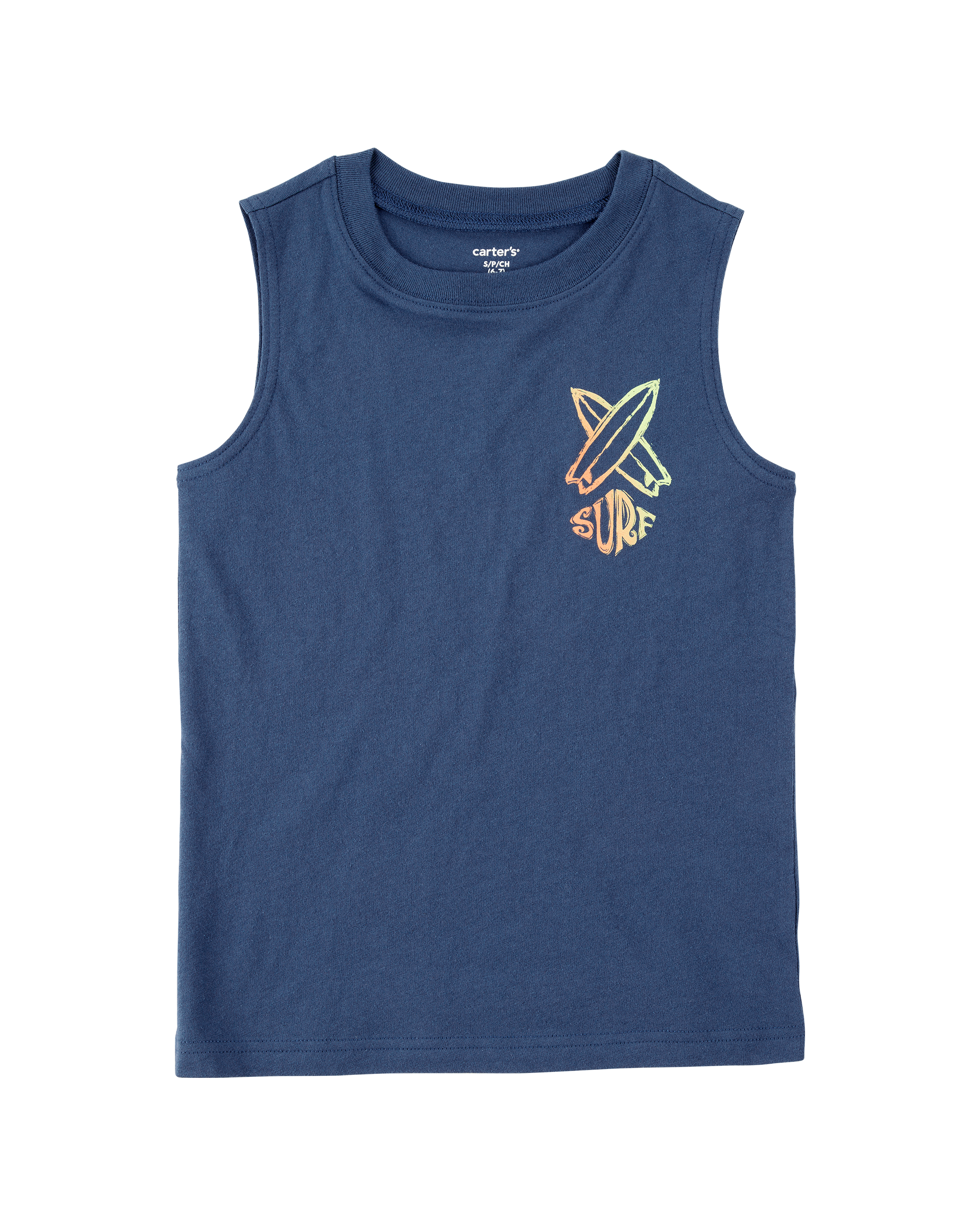 Kid Surfboard Graphic Surf Tank - Navy