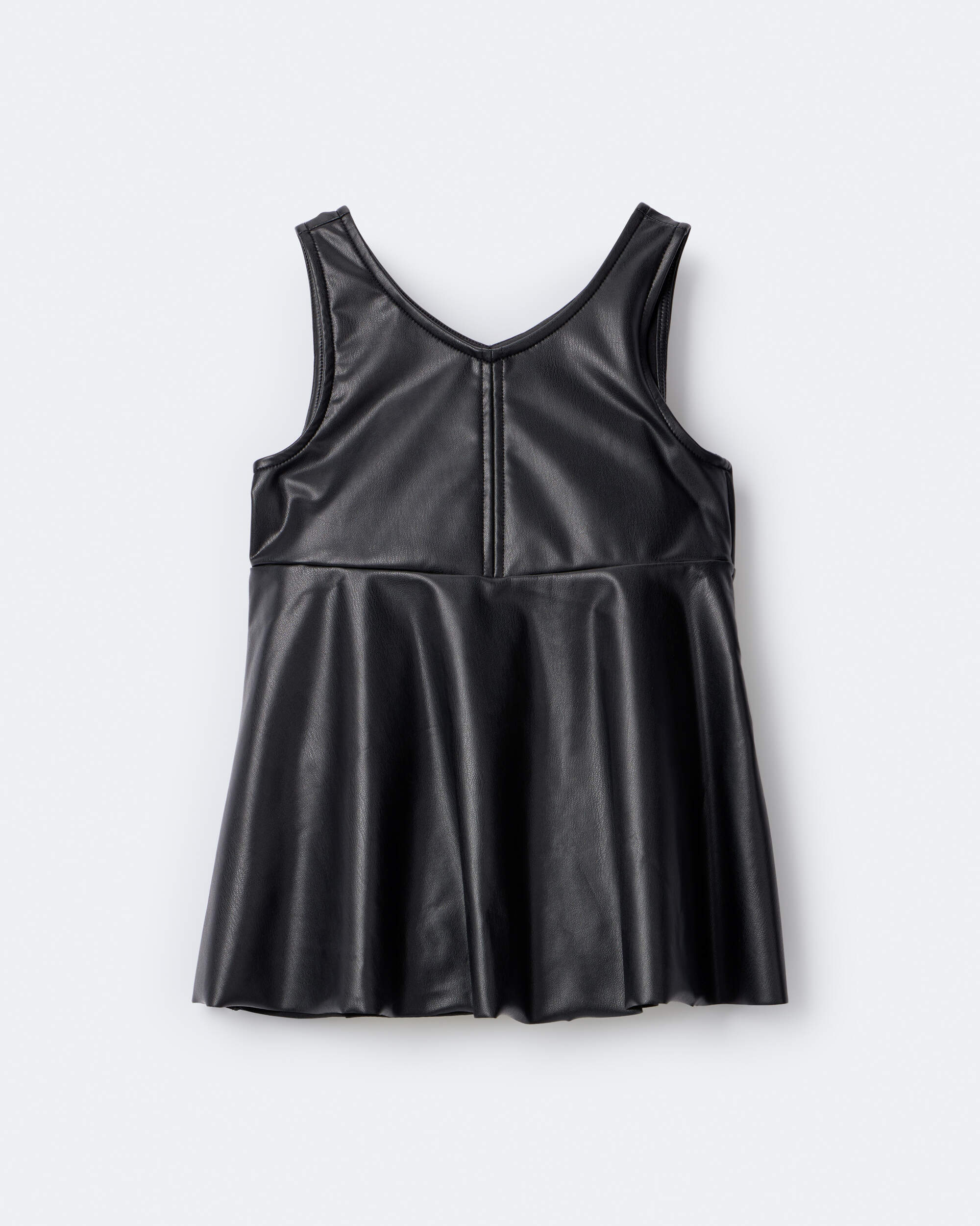 Toddler Girl Faux Leather Sleeveless Dress - Black