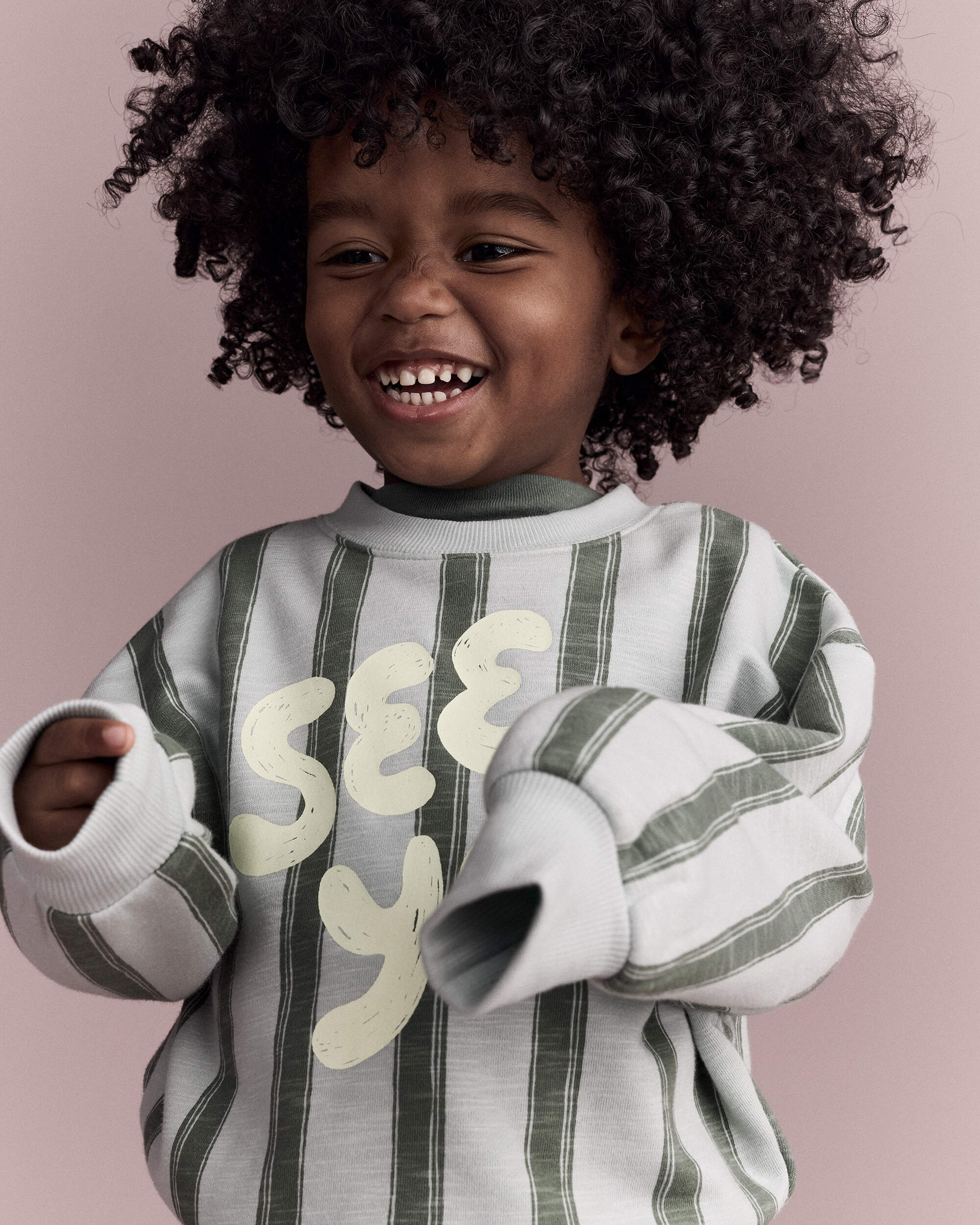 Toddler 'See Ya!' Striped Dolman-Sleeve Sweatshirt - Sage