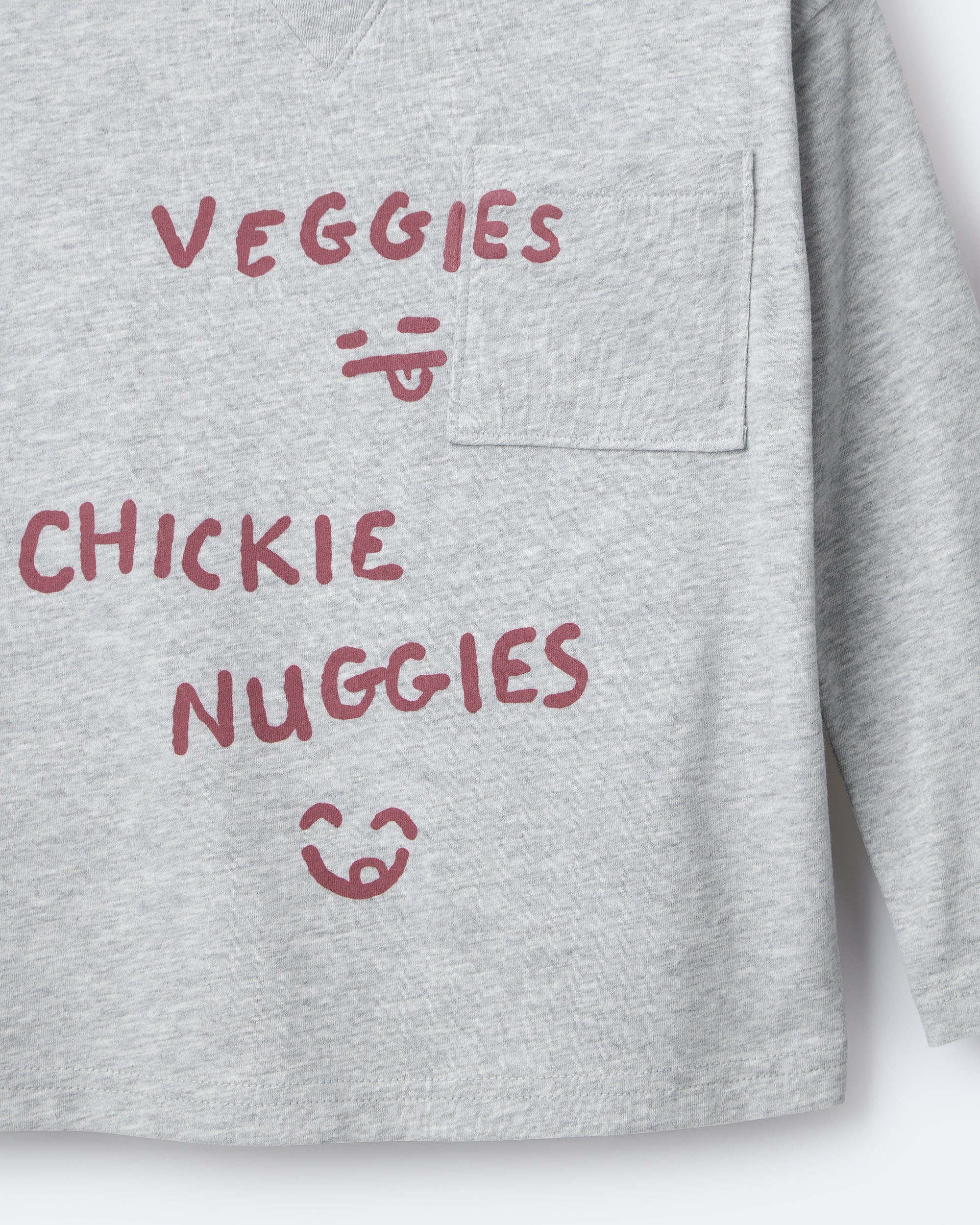 Toddler Chicken Nuggies Long-Sleeve Pocket Graphic Tee - Heather Grey