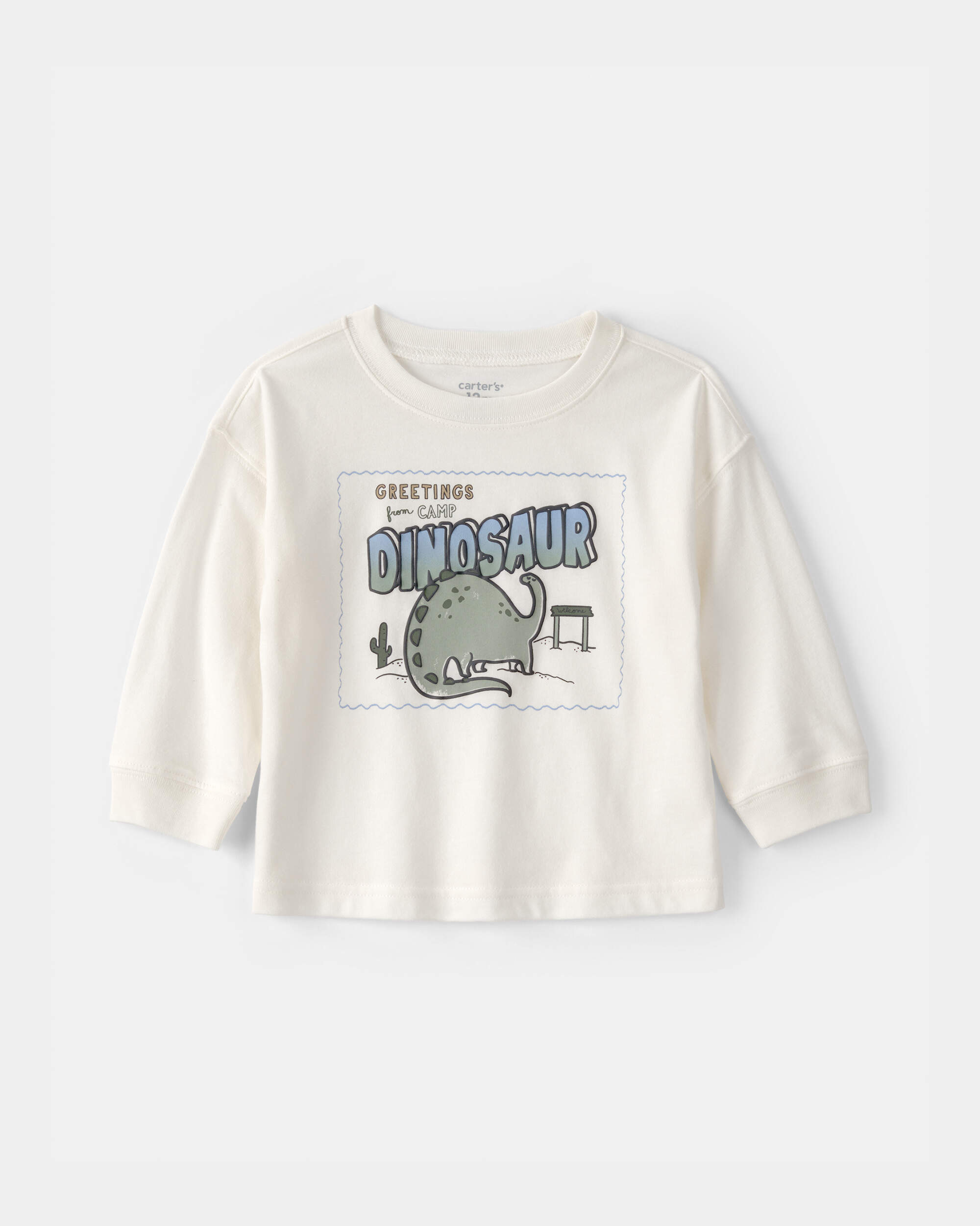 Baby Boy Dinosaur Long-Sleeve Graphic Tee - Cream