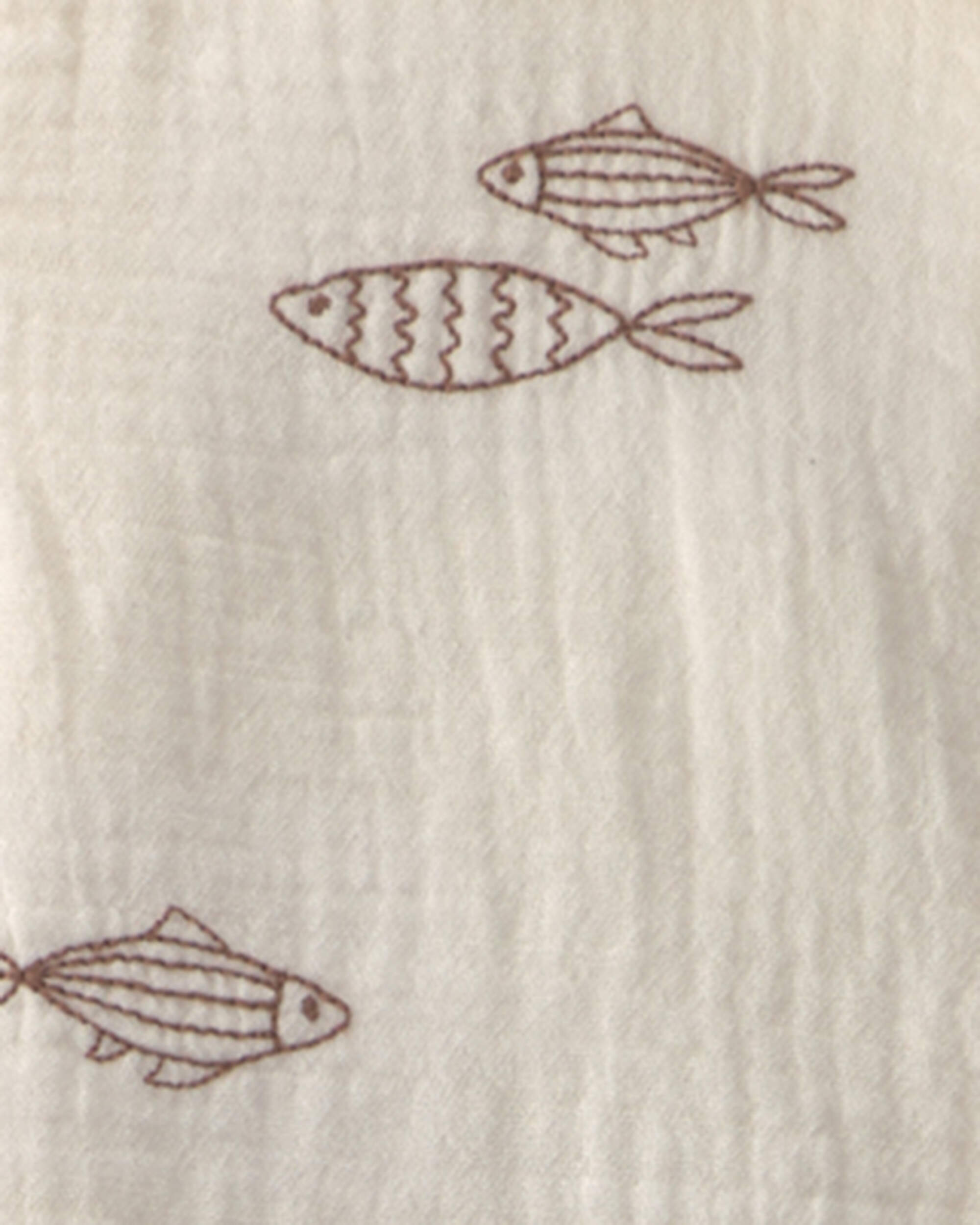 Toddler Boy 2-Piece Organic Cotton Gauze Embroidered  Top & Short Set