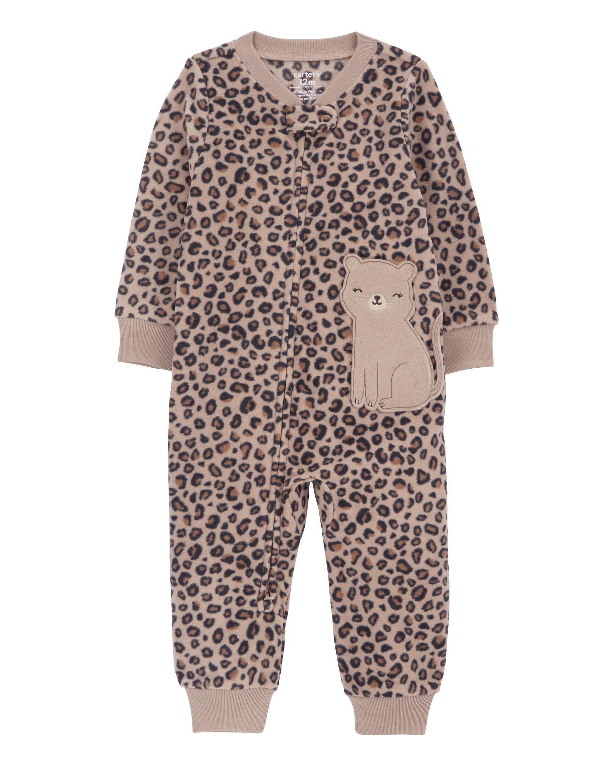 Toddler 1-Piece Cheetah Print Fleece Footless Pyjamas