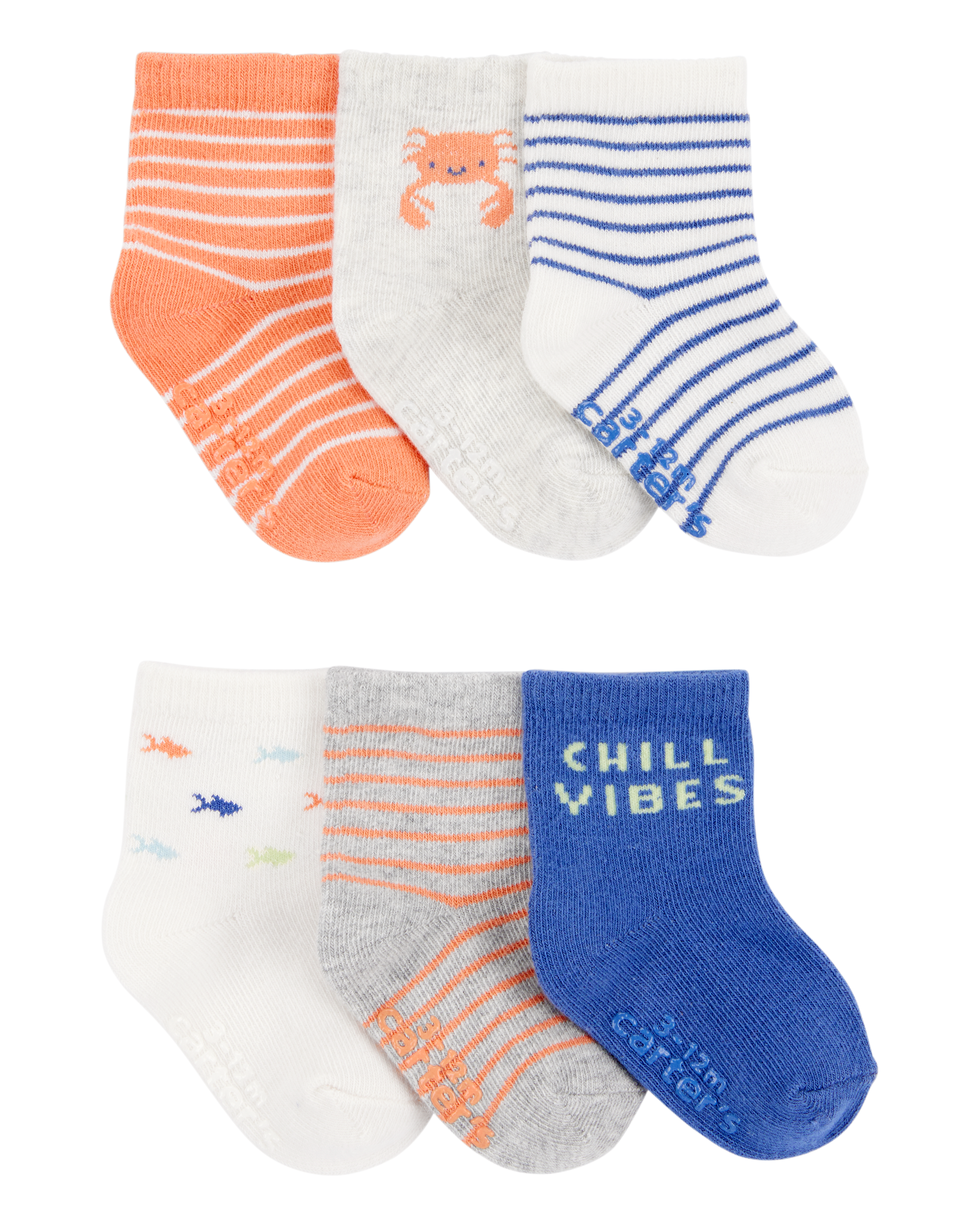 Baby Boy 6-Pack Crab Booties