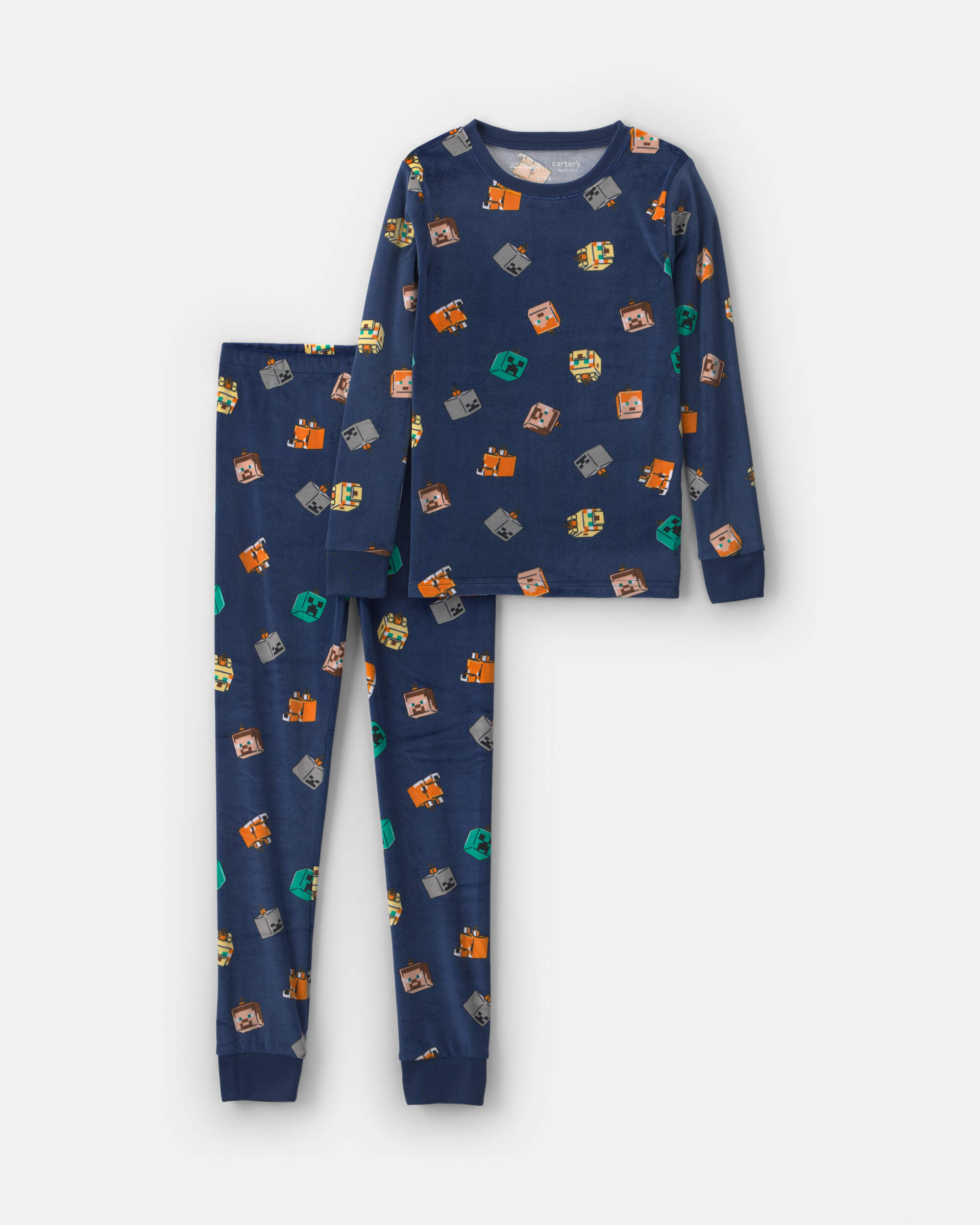 Boys 2-Piece Minecraft Christmas DreamPlush Snug Fit Pyjama Set - Navy Blue