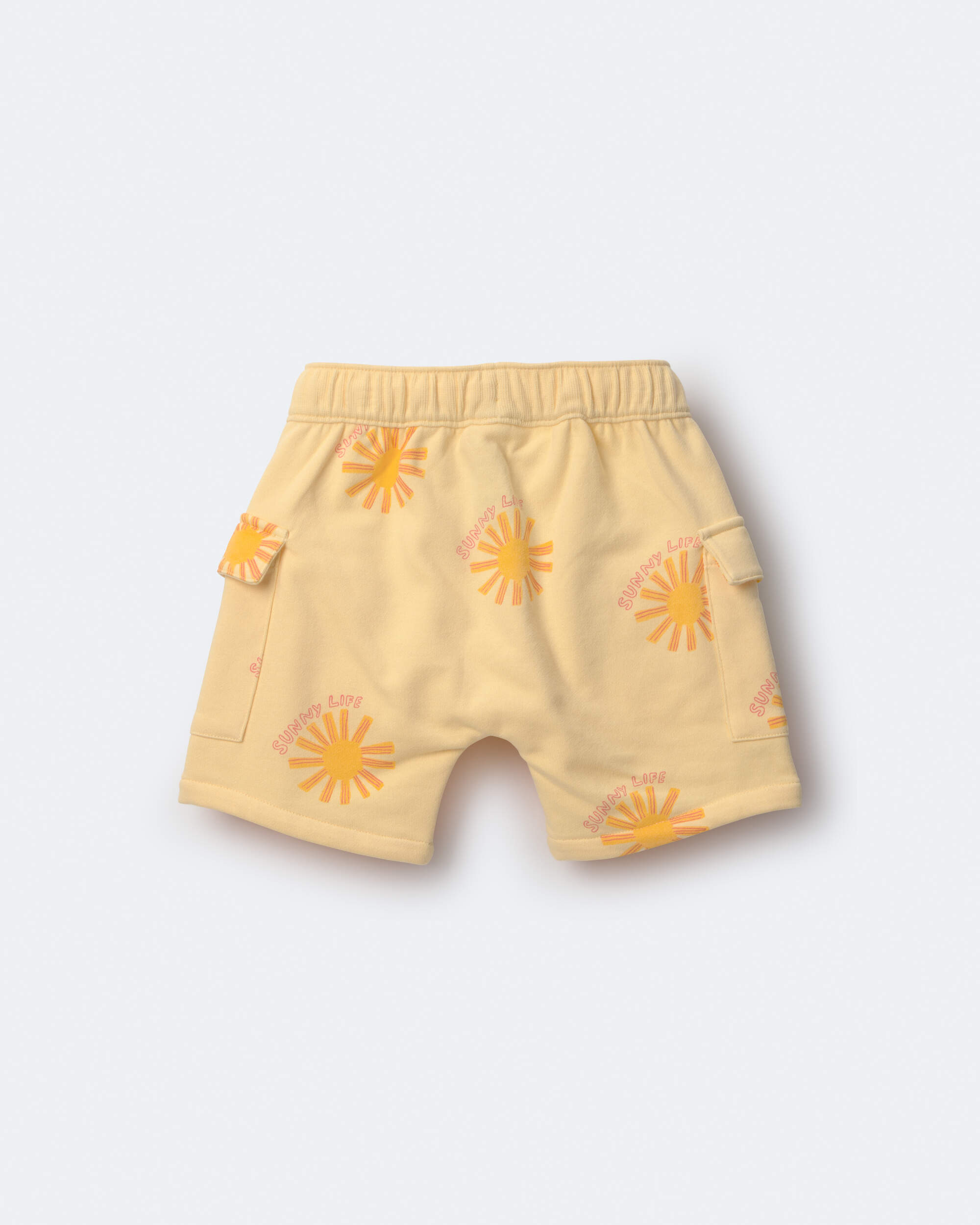 Toddler Boy French Terry Cargo Shorts in Sunny Life Print - Yellow, , hi-res