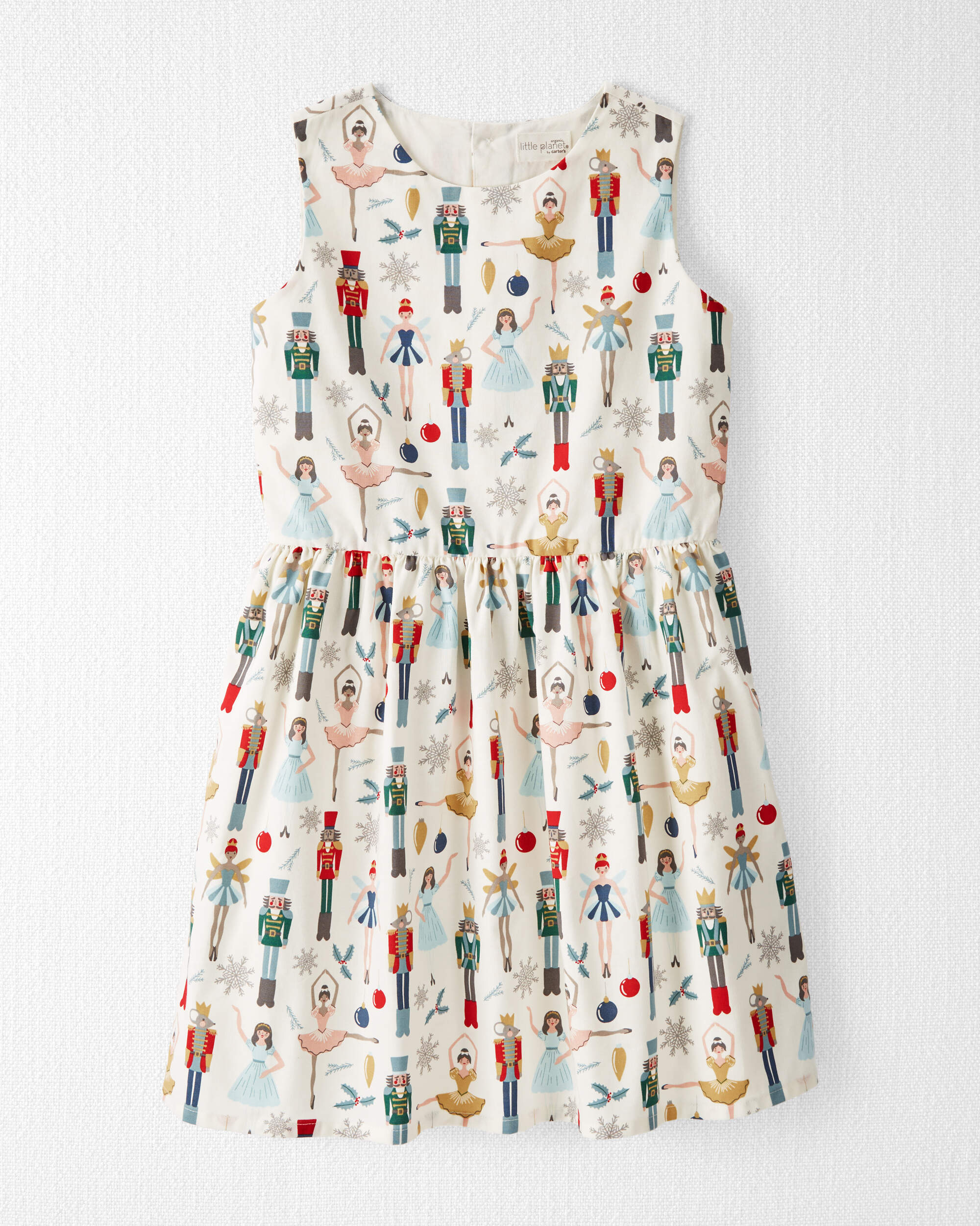Girls Organic Cotton Dress Nutcracker Print