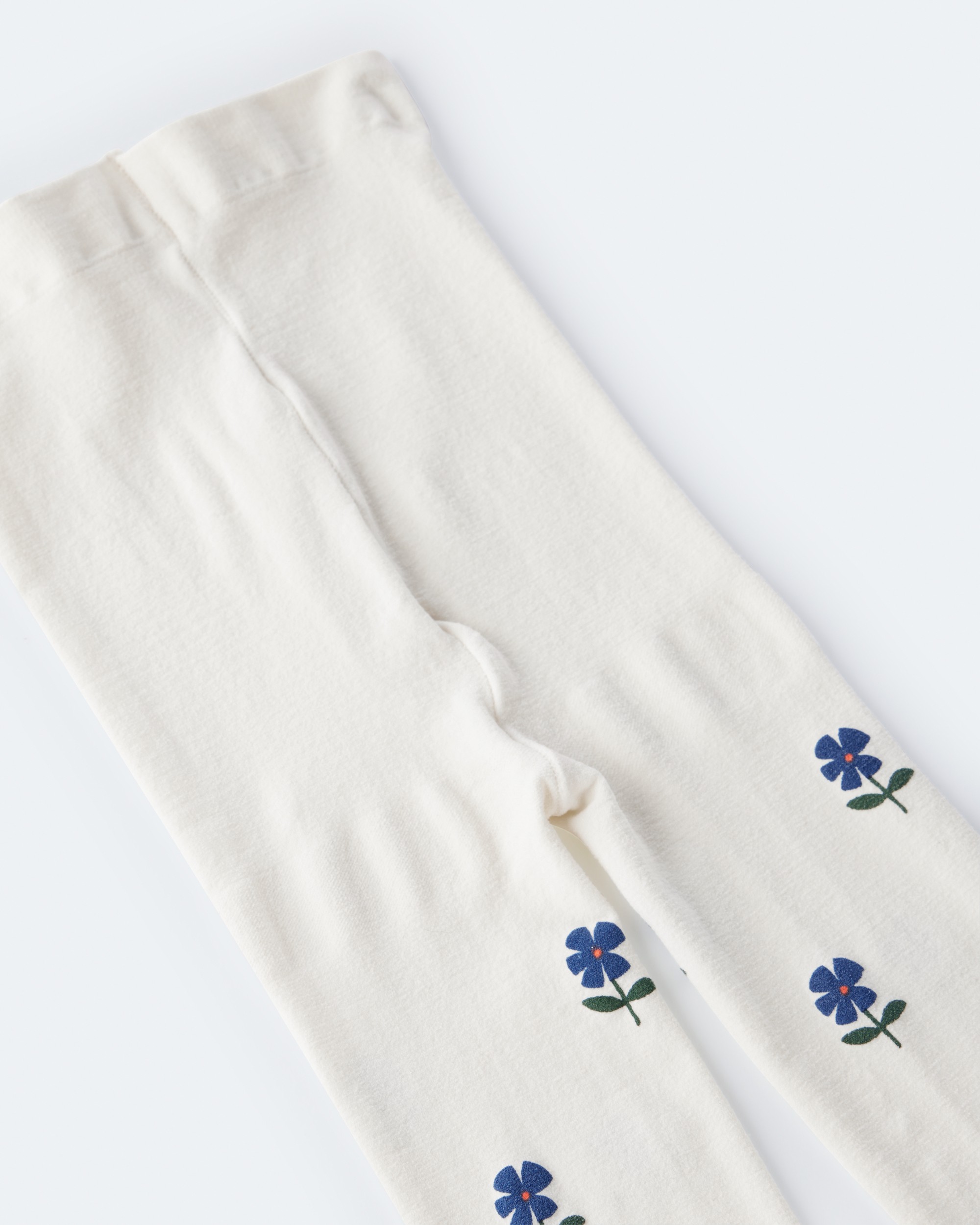 Toddler Girl Floral Nylon Tights - Cream/Blue
