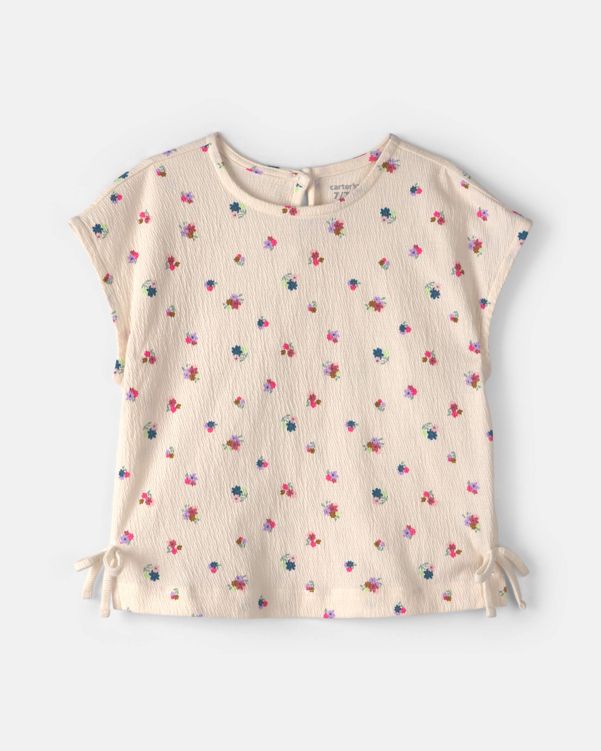 Girls Floral Short-Sleeve Top - Cream