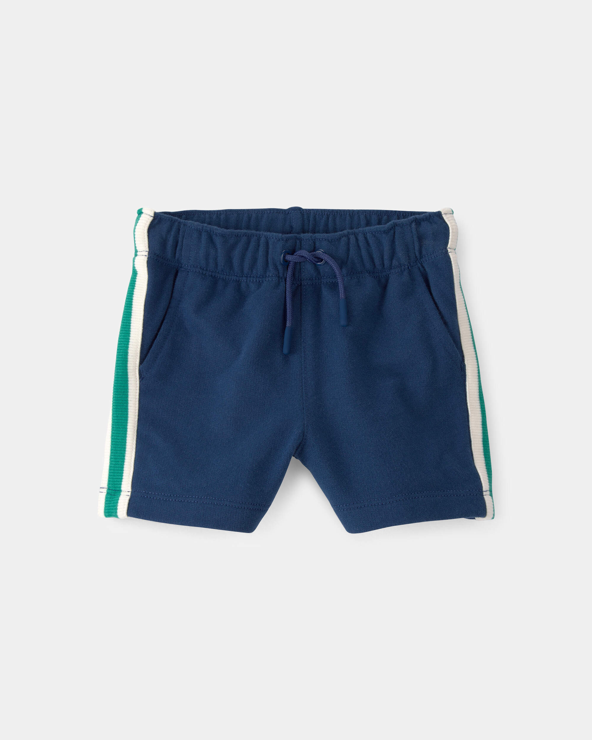 Baby Boy Striped French Terry Shorts - Blue/Green