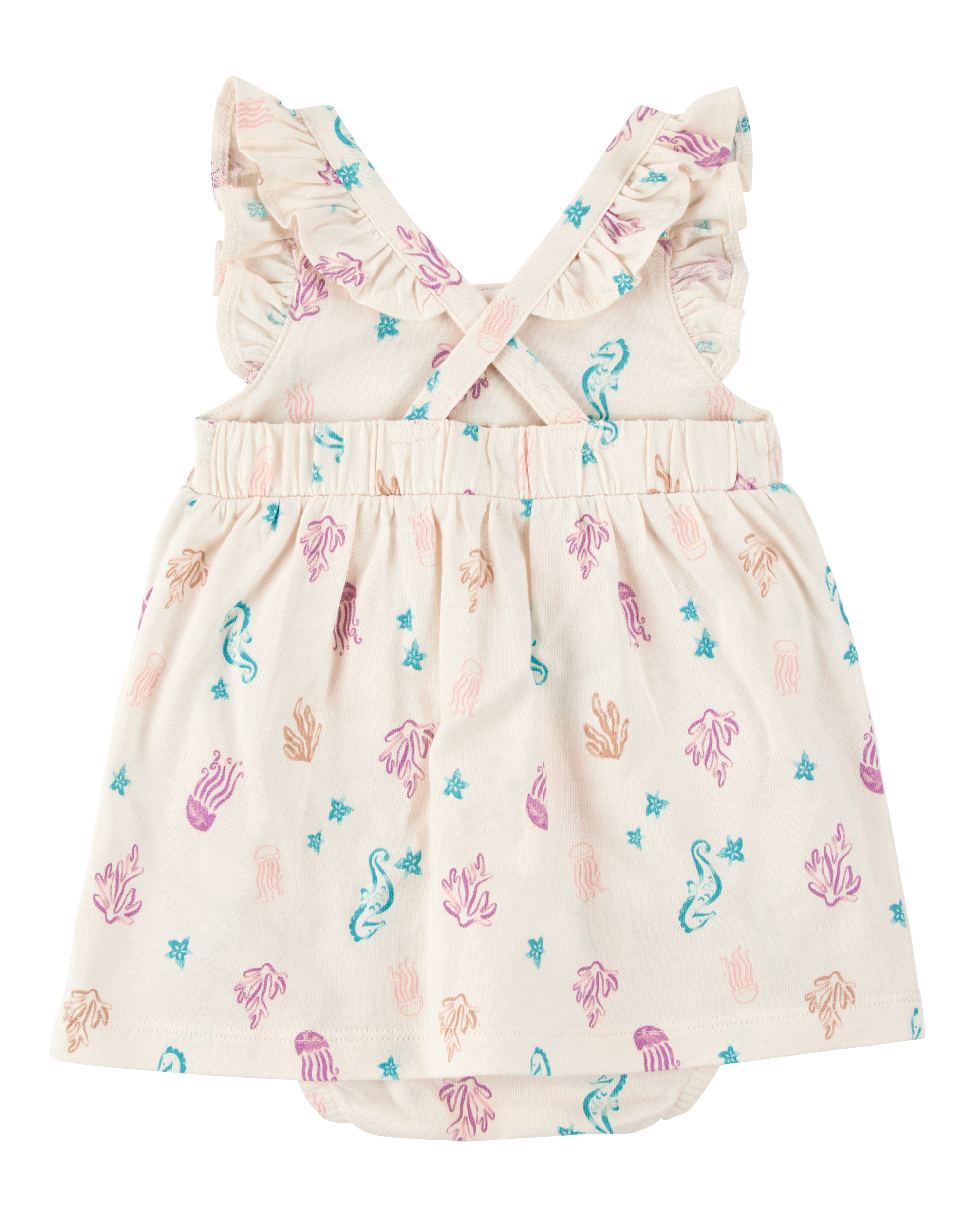 Baby Girl Sea Print Cotton Sunsuit