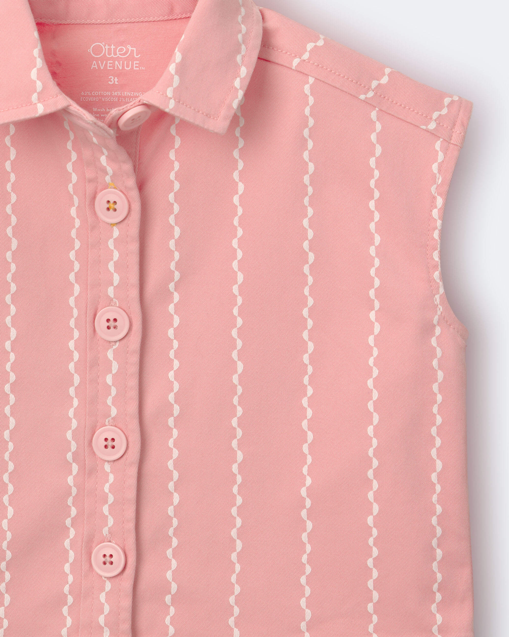 Toddler Girl Sleeveless Button-Down Top Stripes - Light Pink