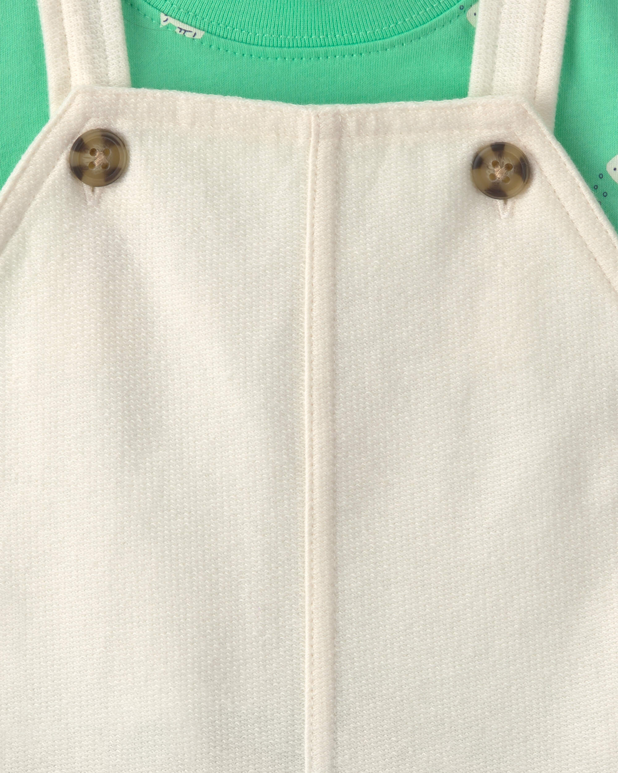 Baby 2-Piece Fish Short-Sleeve Overall Set - Green/Ivory