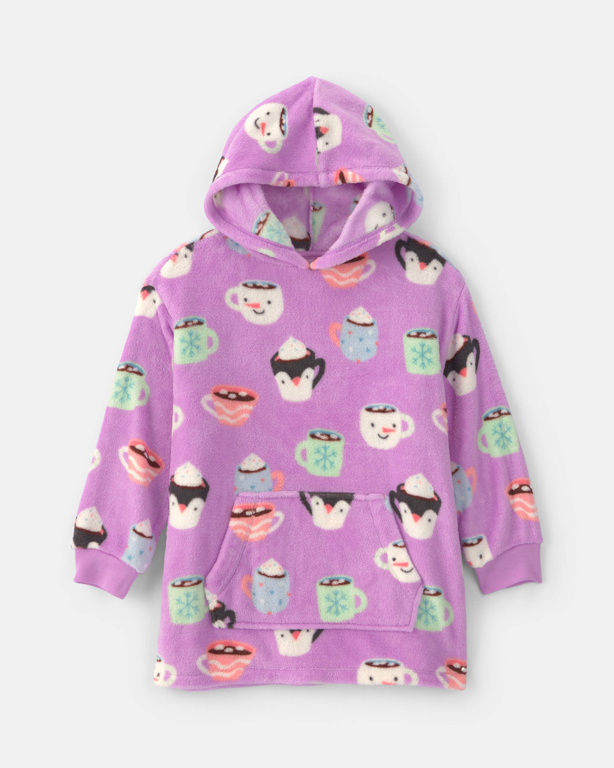 Girls Hot Cocoa Fleece Loose Fit Pyjama Hoodie - Purple