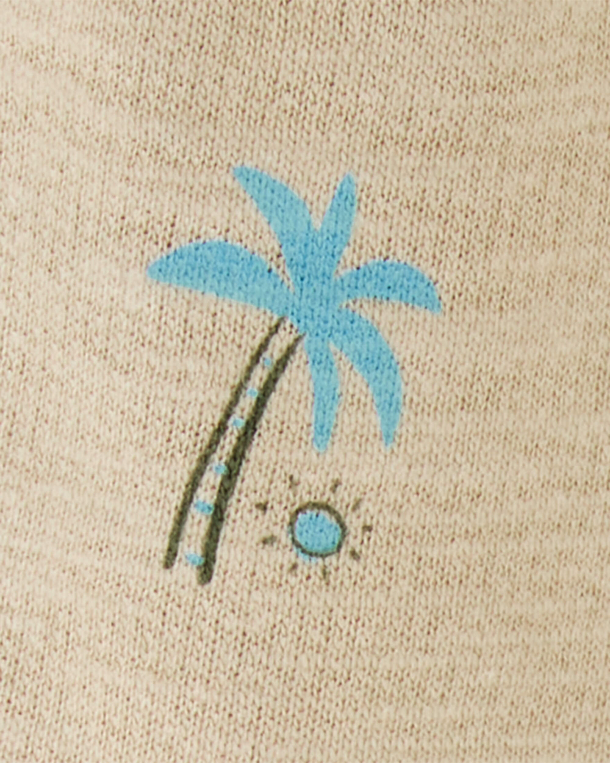 Baby Boy Beach Print Pull-On French Terry Shorts - Khaki