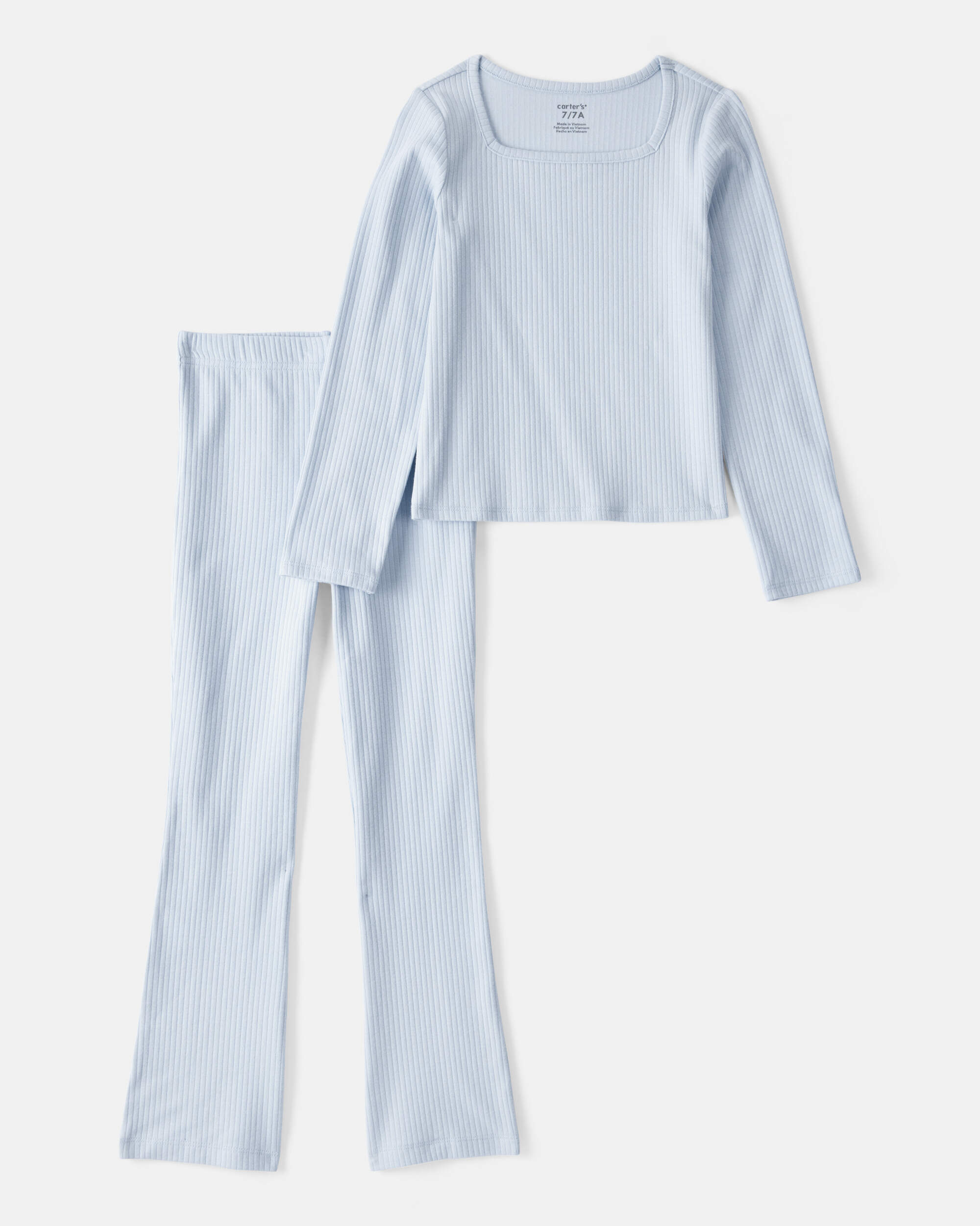 Kid 2-Piece Ribbed Long-Sleeve Tee & Flare Pant Set