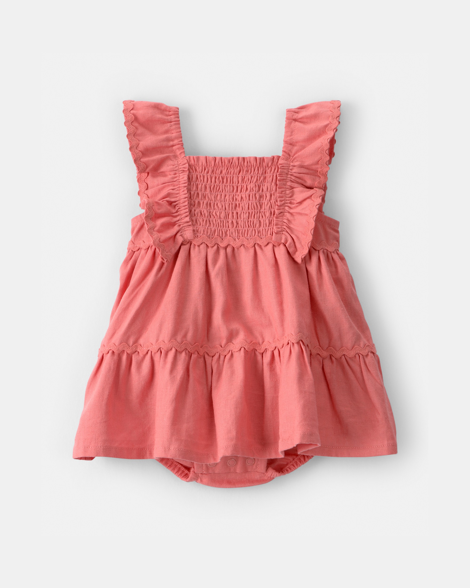 Baby Girl Ruffle Sleeveless Bodysuit Dress - Orange