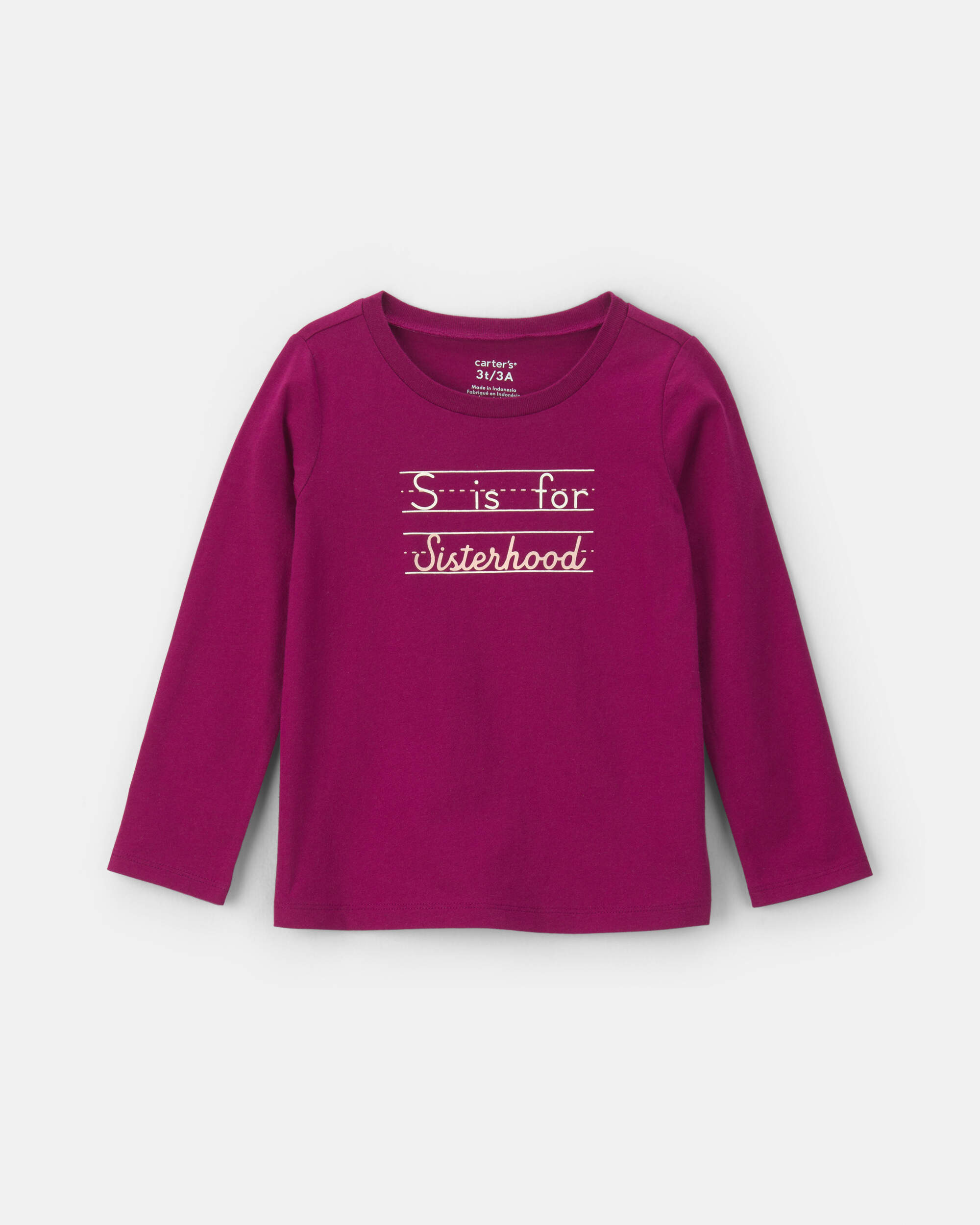 Toddler Girl "Sisterhood" Long-Sleeve Graphic Tee - Red
