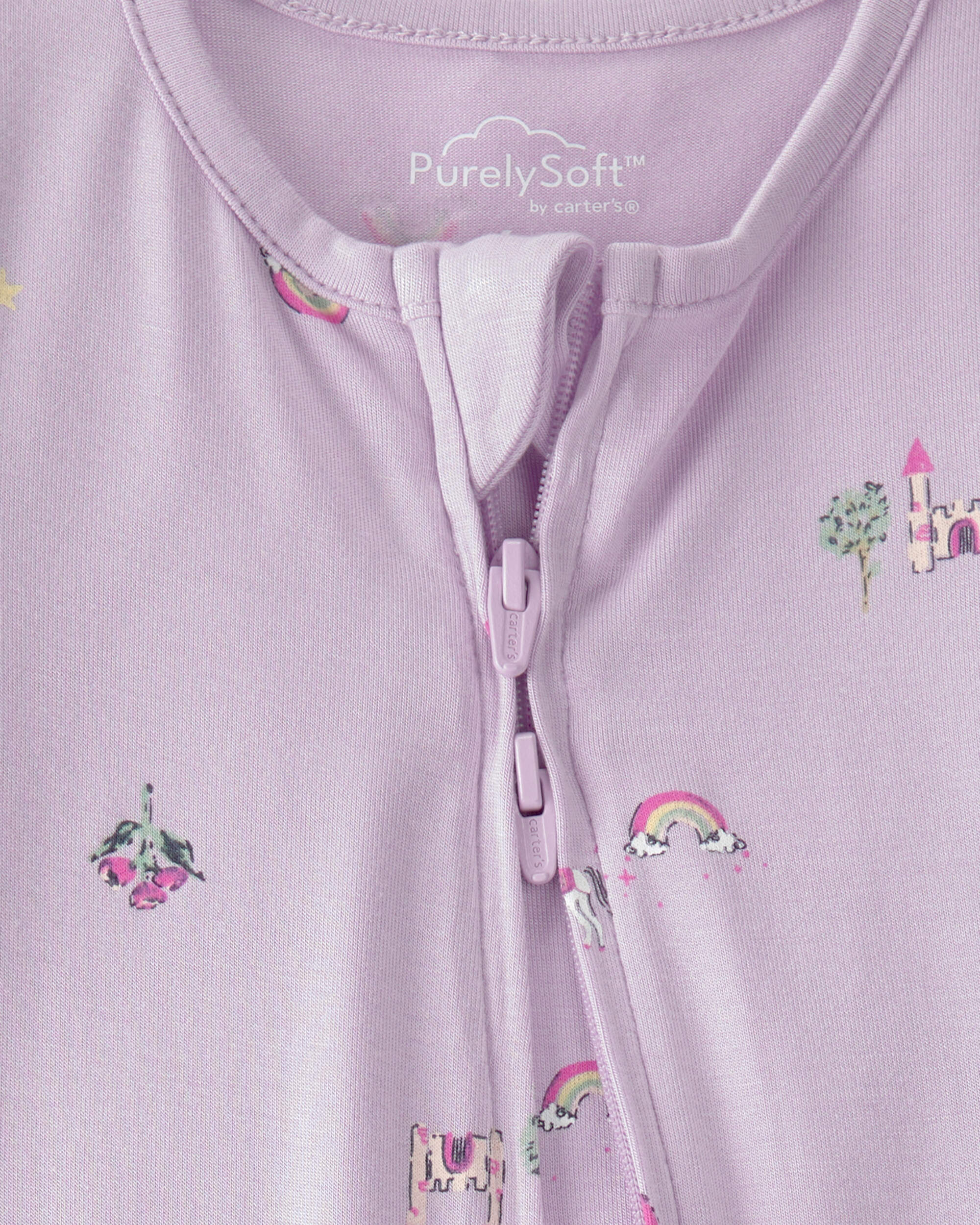 Baby Girl Fairytale 2-Way Zip PurelySoft Sleeper - Purple