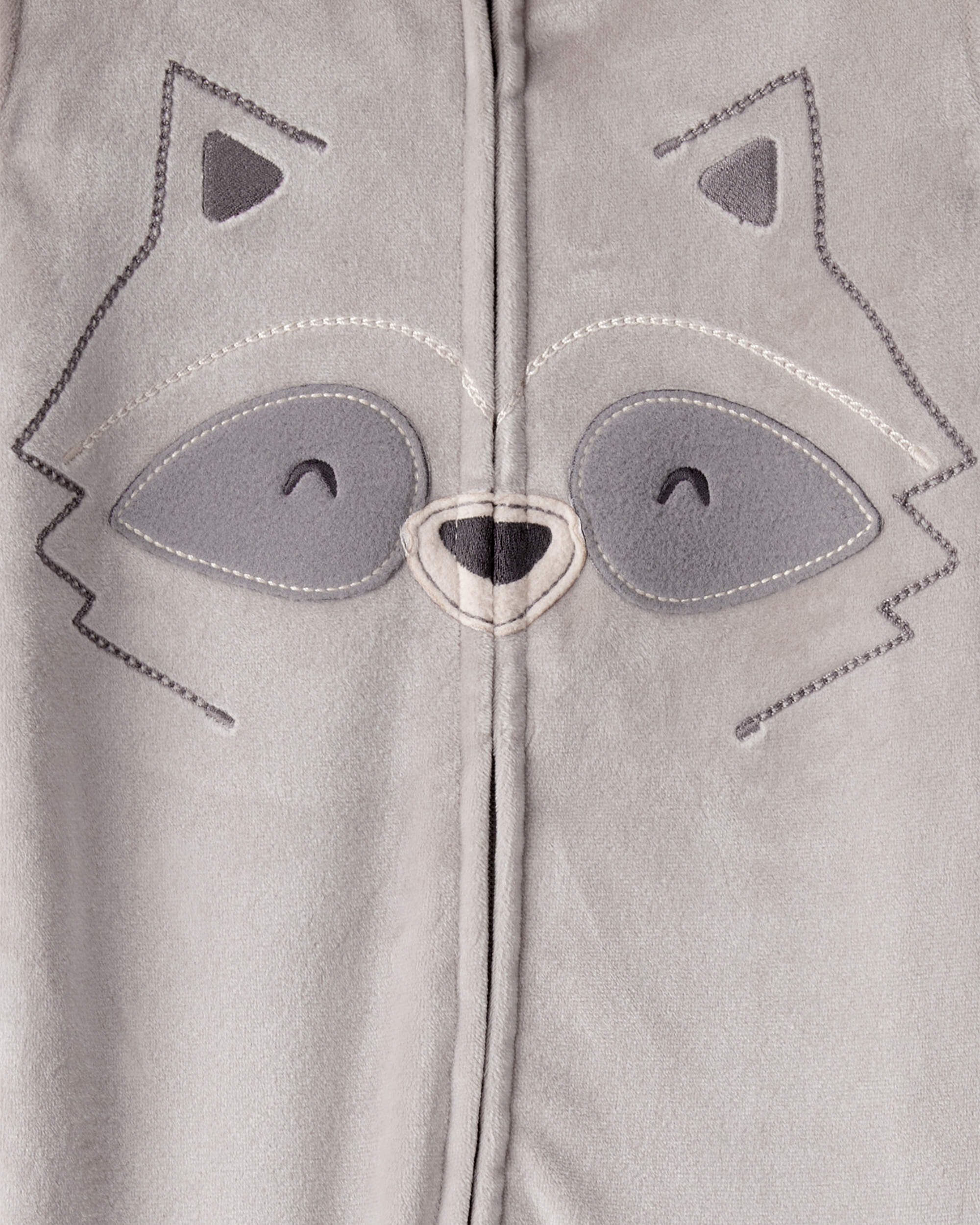 Toddler Boy Raccoon DreamPlush Long-Sleeve Snug Fit 1-Piece Pajamas - Grey