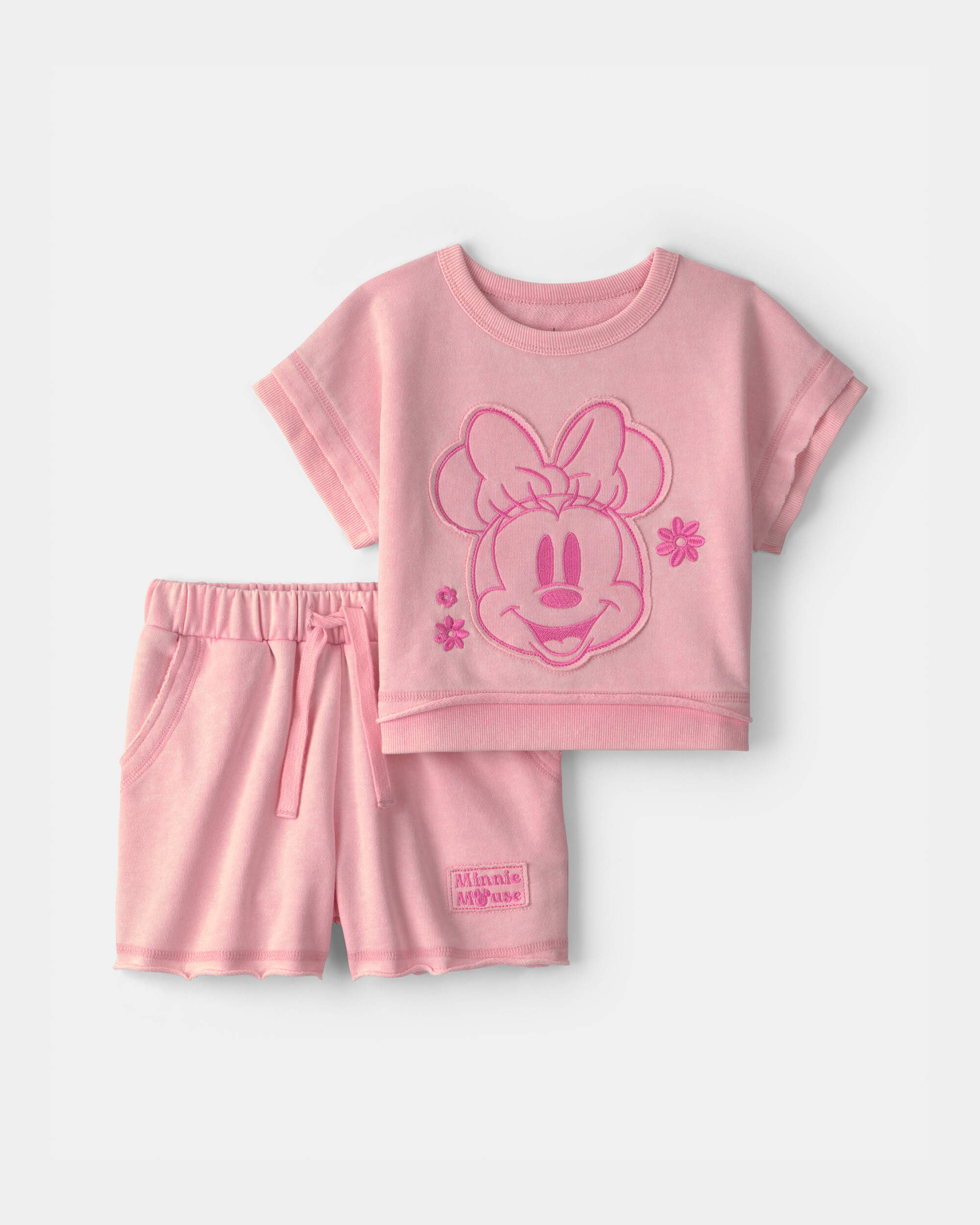 Toddler Girl 2-Piece Disney© Minnie Mouse French Terry Top & Short Set - Pink