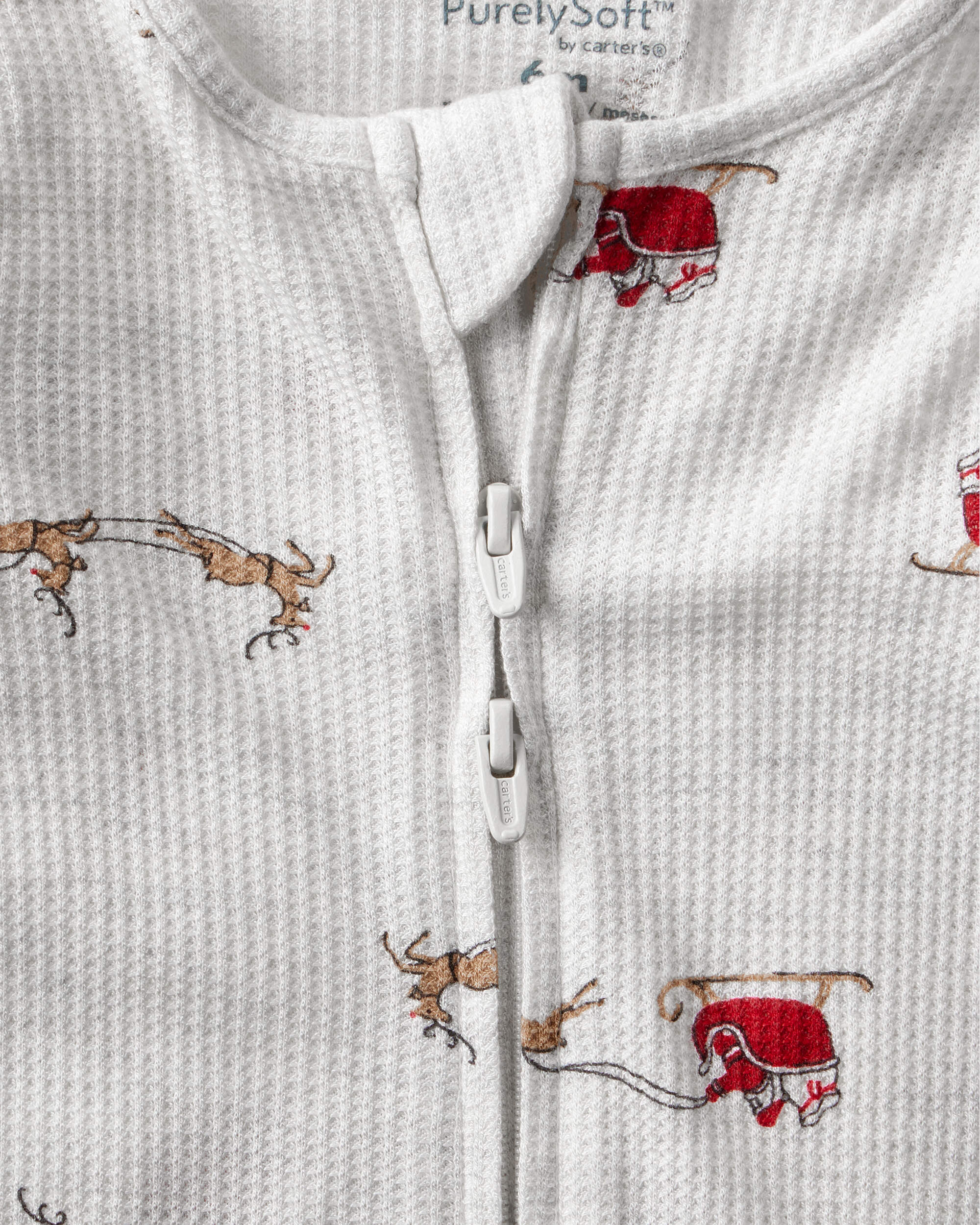 Baby Santa Print PurelySoft Long-Sleeve Sleeper pyjamas - Grey