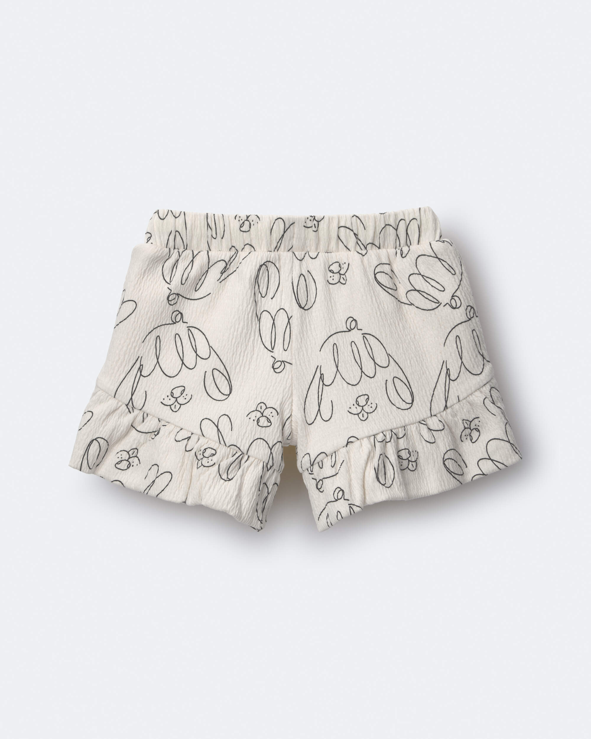 Toddler Girl Ruffle Butterfly Shorts Dog Print - Cream