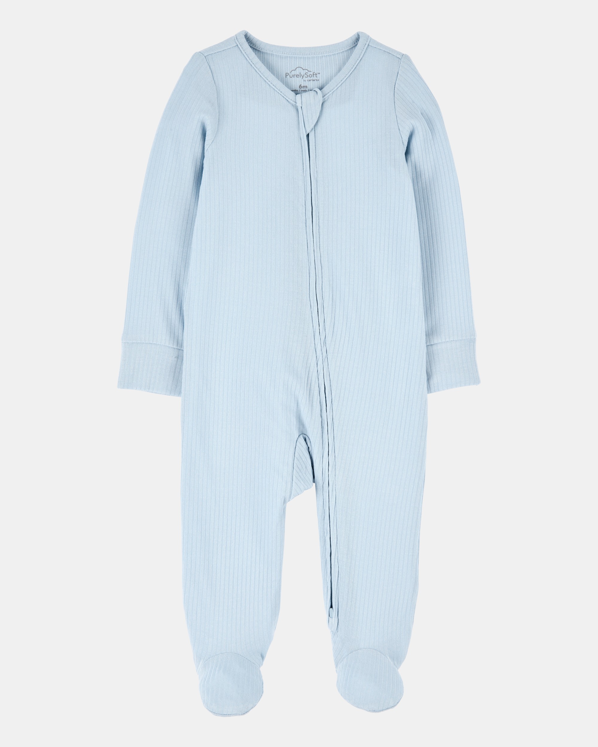Baby Boy Solid 2-Way Zip PurelySoft Sleeper Pyjamas - Blue