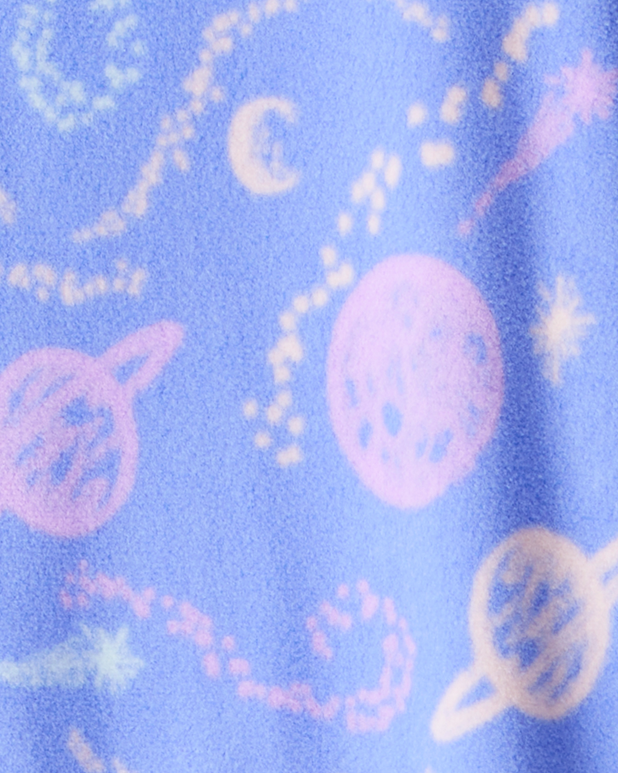 Girls Space Print Loose Fit Long-Sleeve Zip-Up 1-Piece Pyjamas - Blue