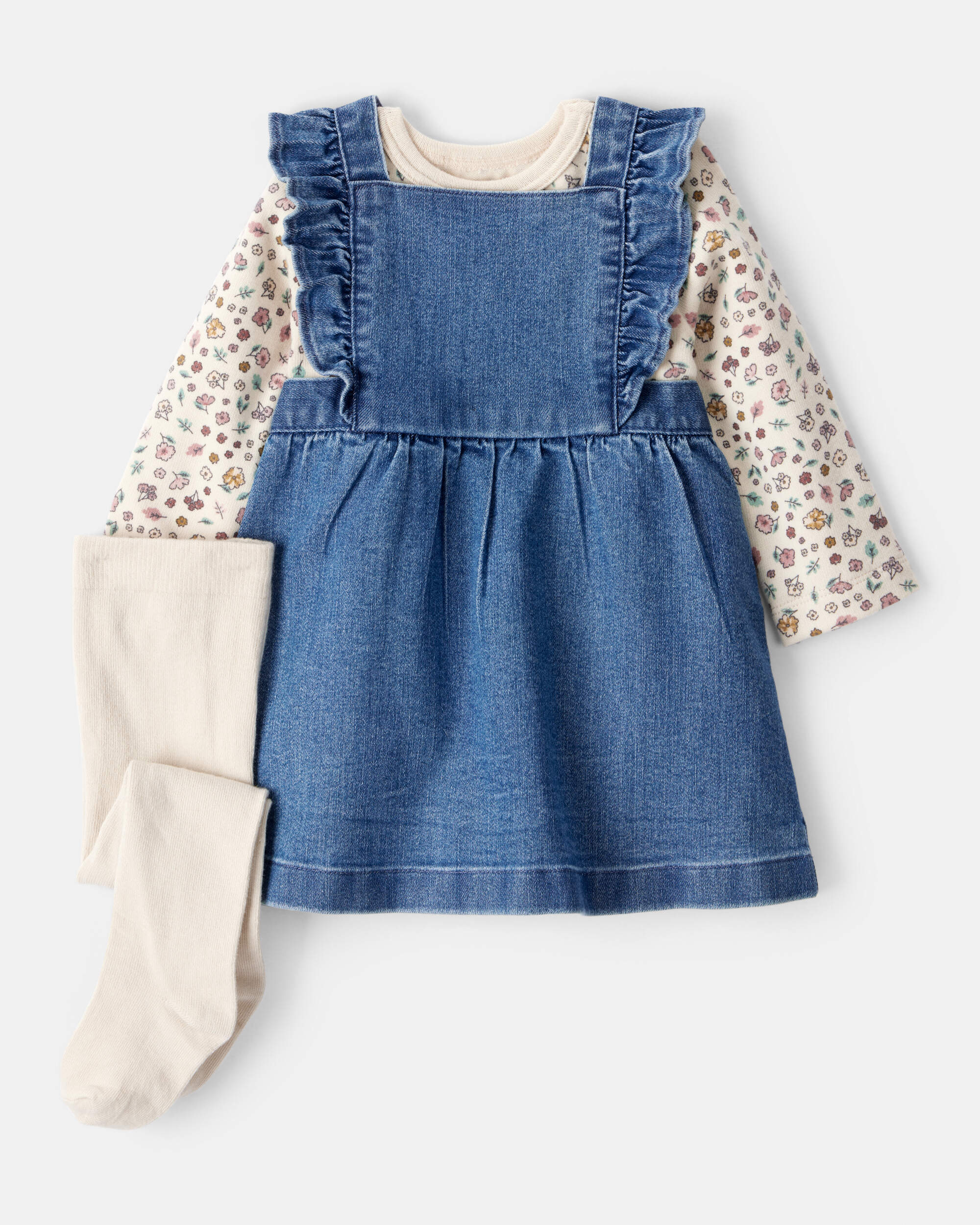 Baby Girl 3-Piece Floral Sleeveless Dress Set - Blue