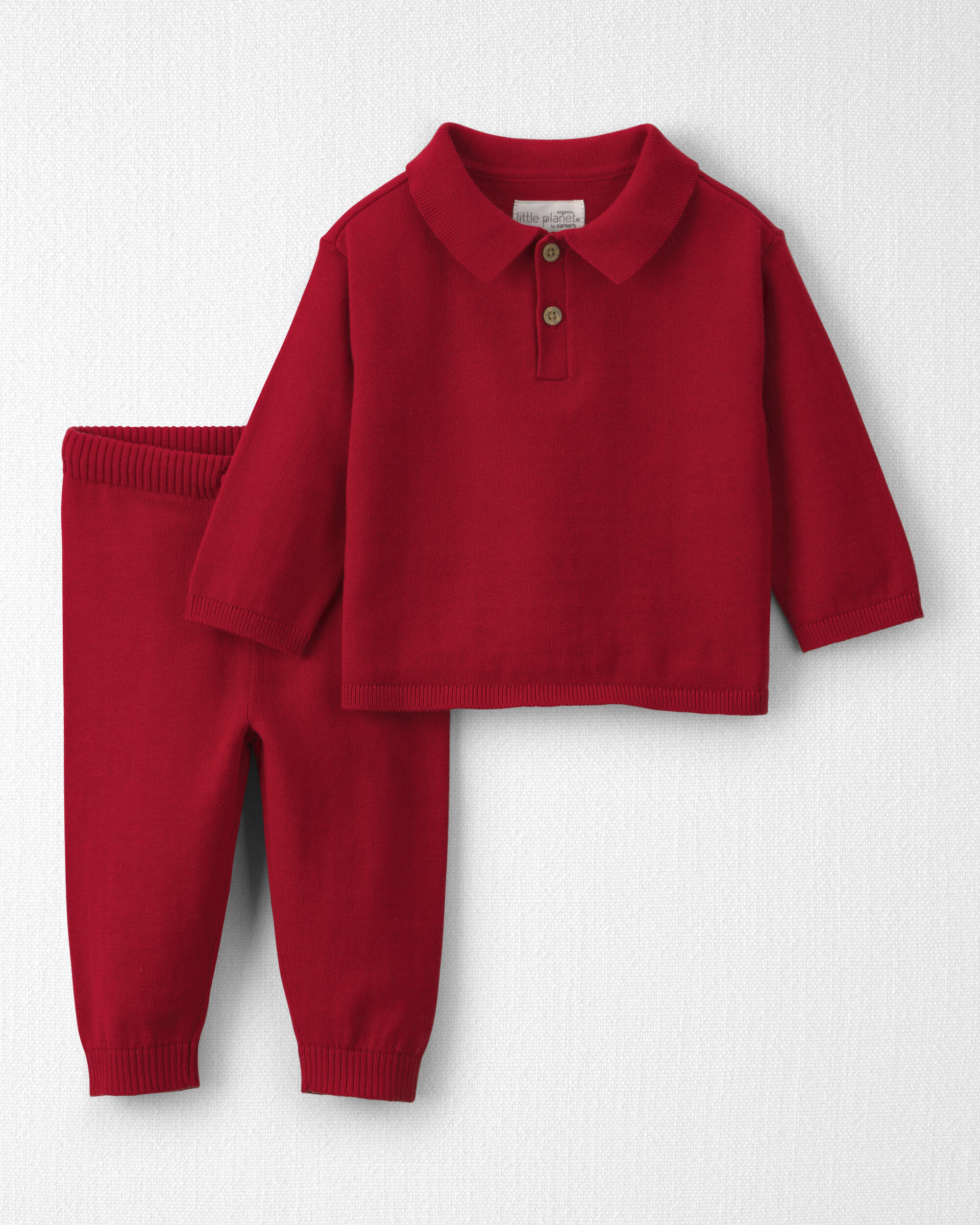 Baby Boy 2-Piece Organic Cotton Sweater Knit Top & Pant Set