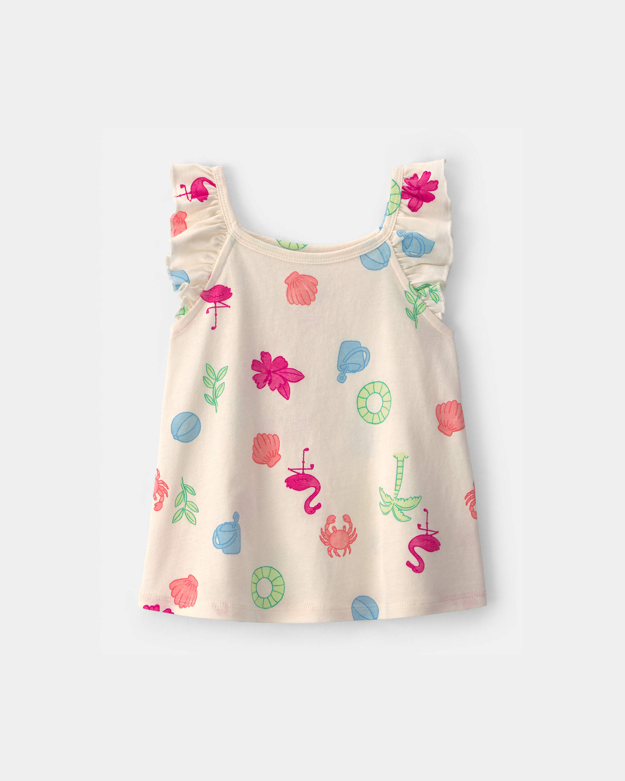 Toddler Girl Beach Ruffle-Sleeve Tank Top