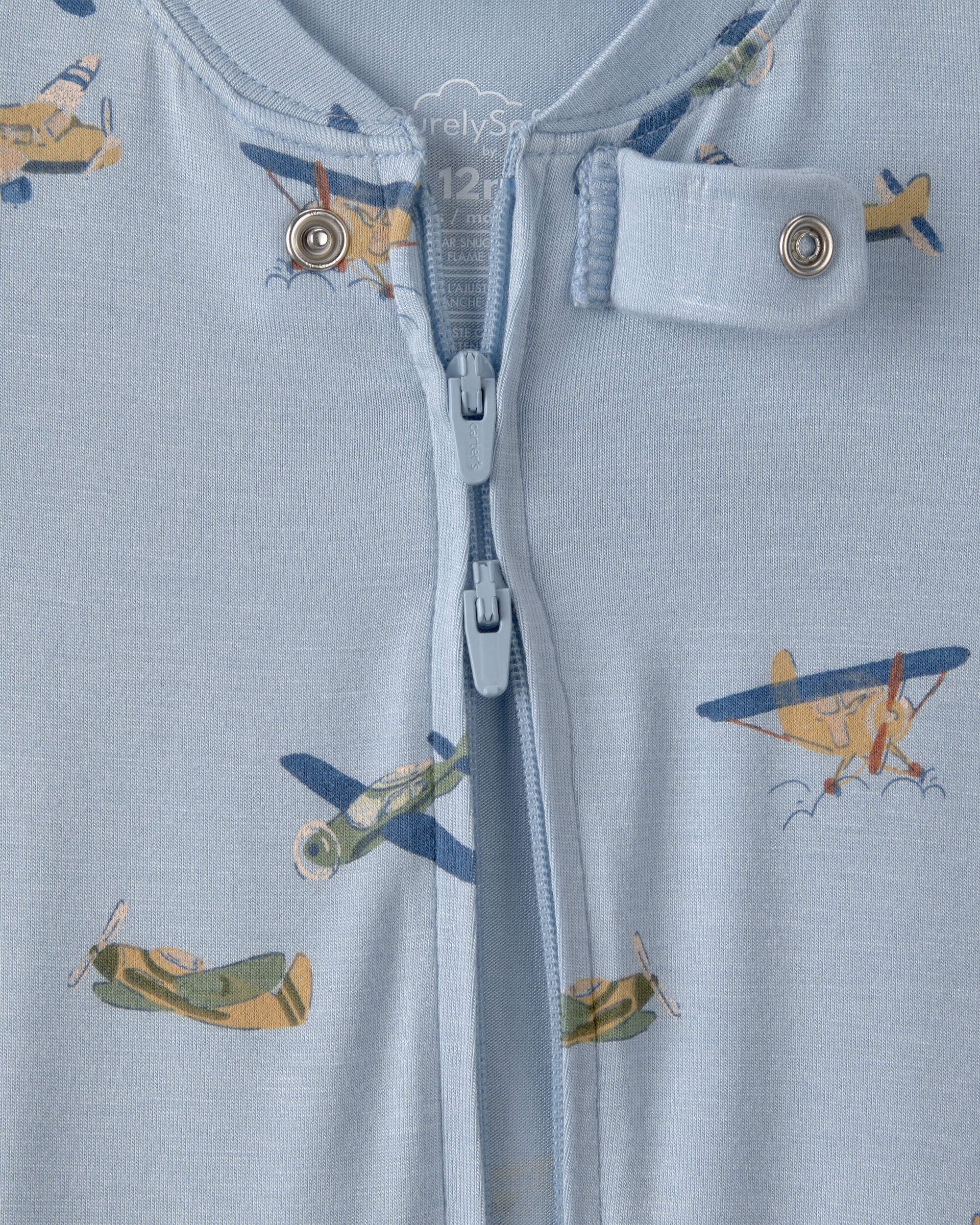 Baby Boy Plane PurelySoft 2-Way Zip 1-Piece Pyjama - Blue