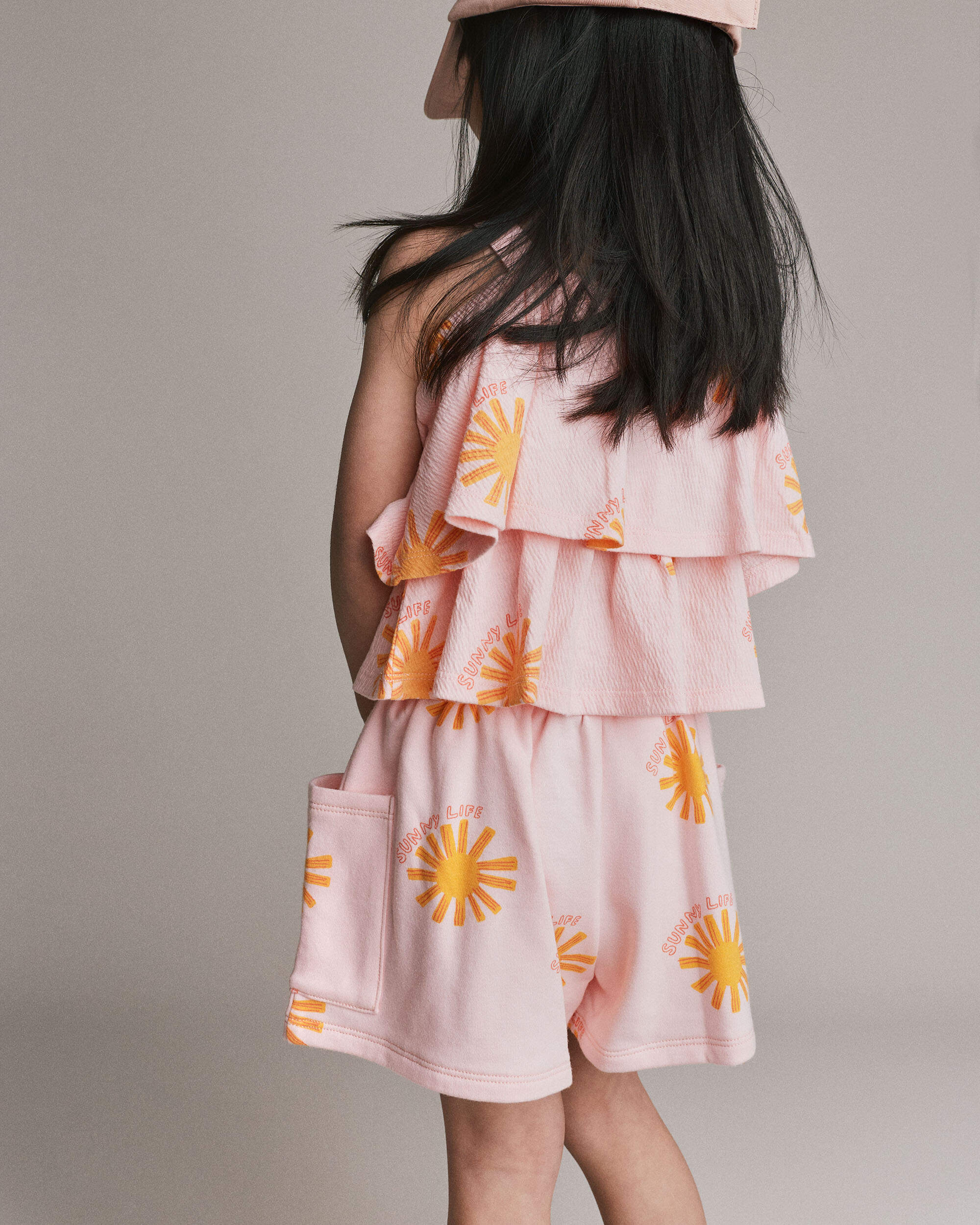 Toddler Girl Swing Short with Pockets Sunny Life Print - Rose