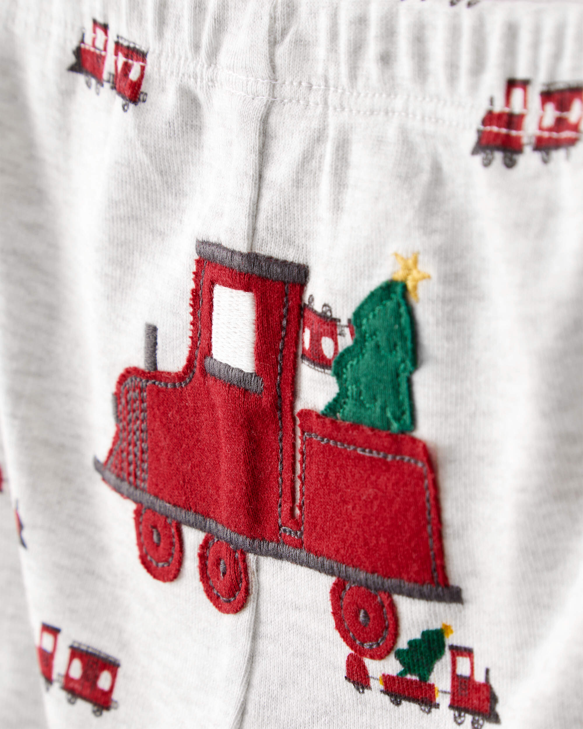 Baby Boy 3-Piece Train Print Long-Sleeve Bodysuits & Pant Set - Red