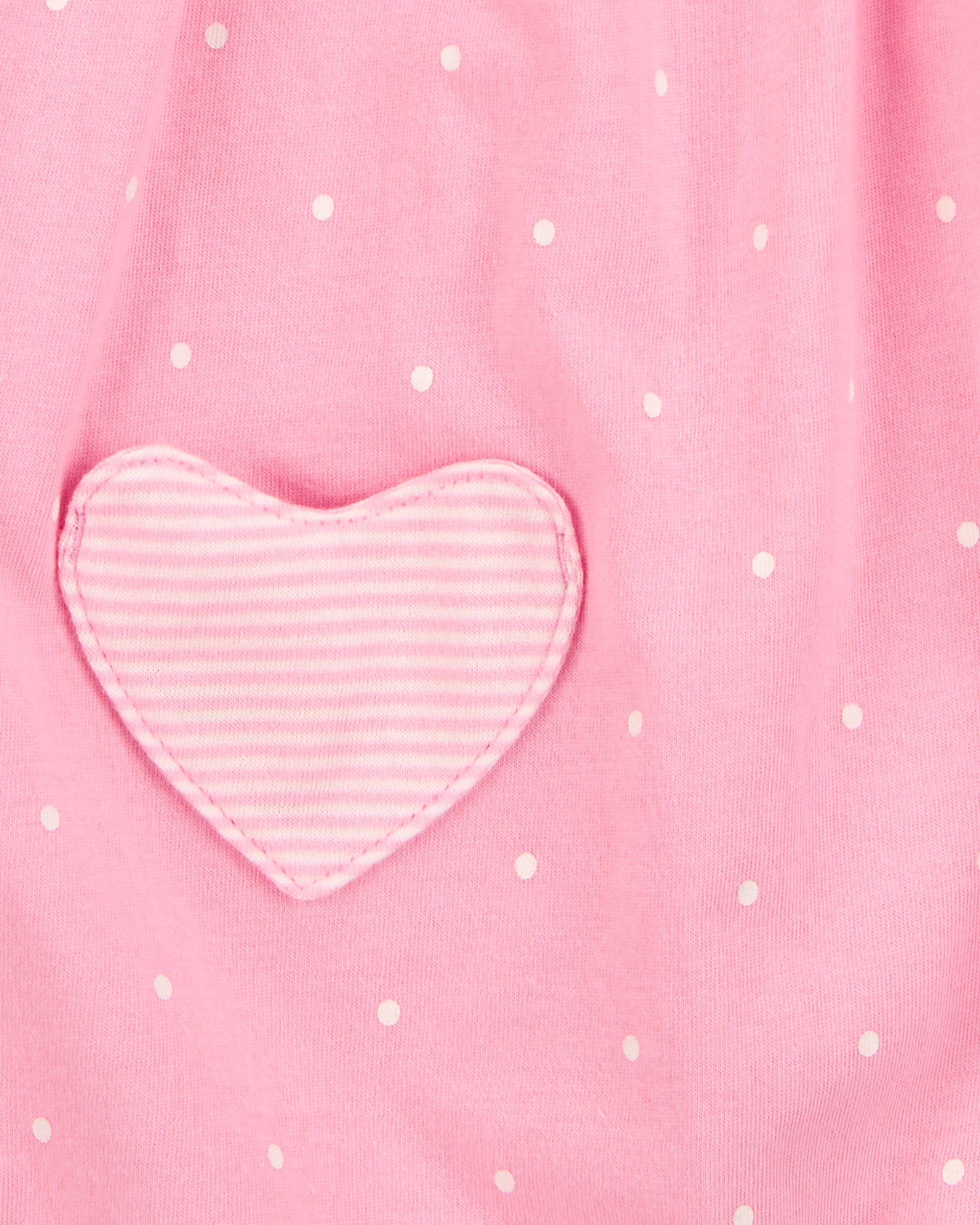 Baby Girl Heart Short-Sleeve Cotton Romper - Pink
