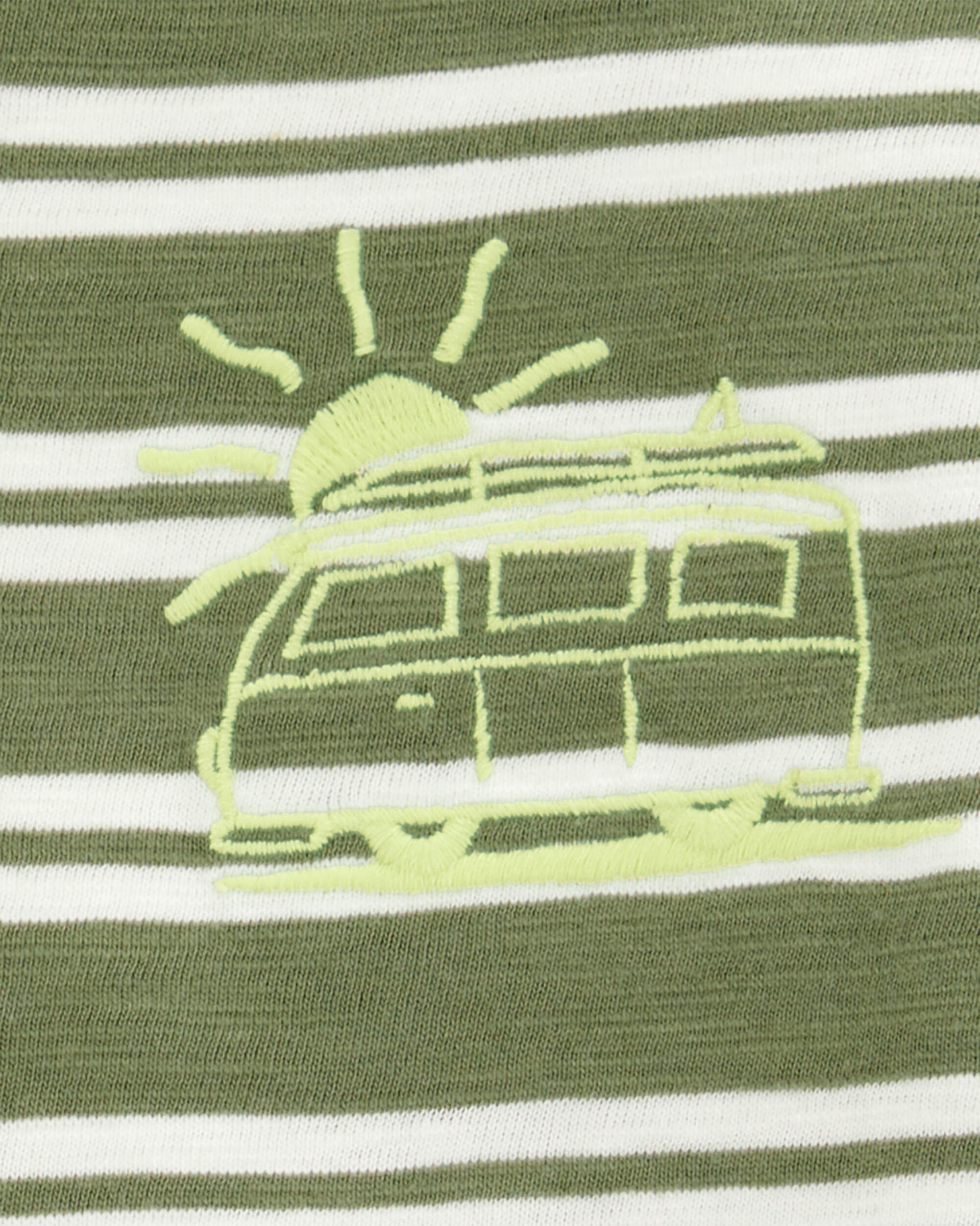 Baby Sun Striped Cotton Short-Sleeve Tee - Green