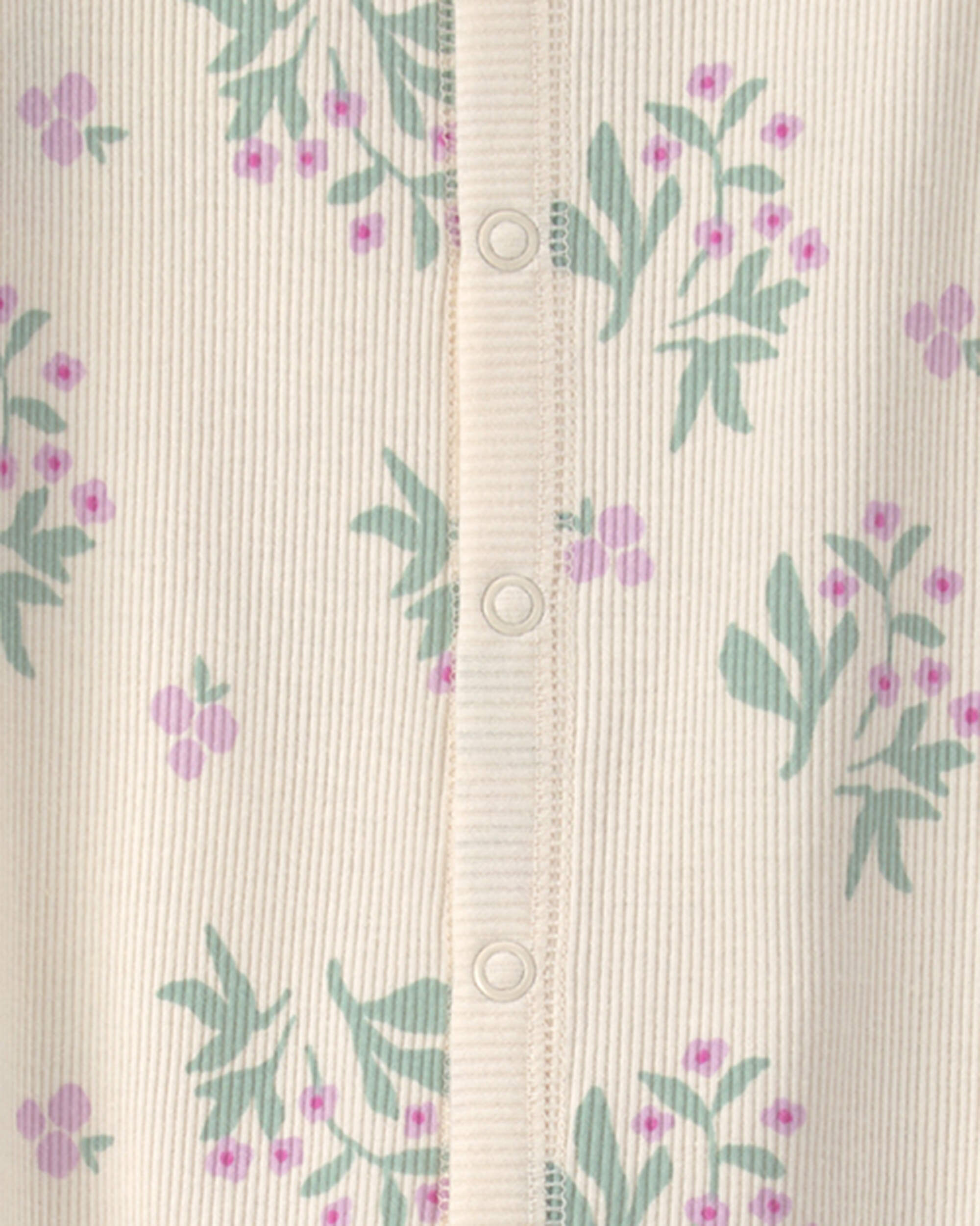 Baby Girl Floral Snug Fit Sleeper - Cream